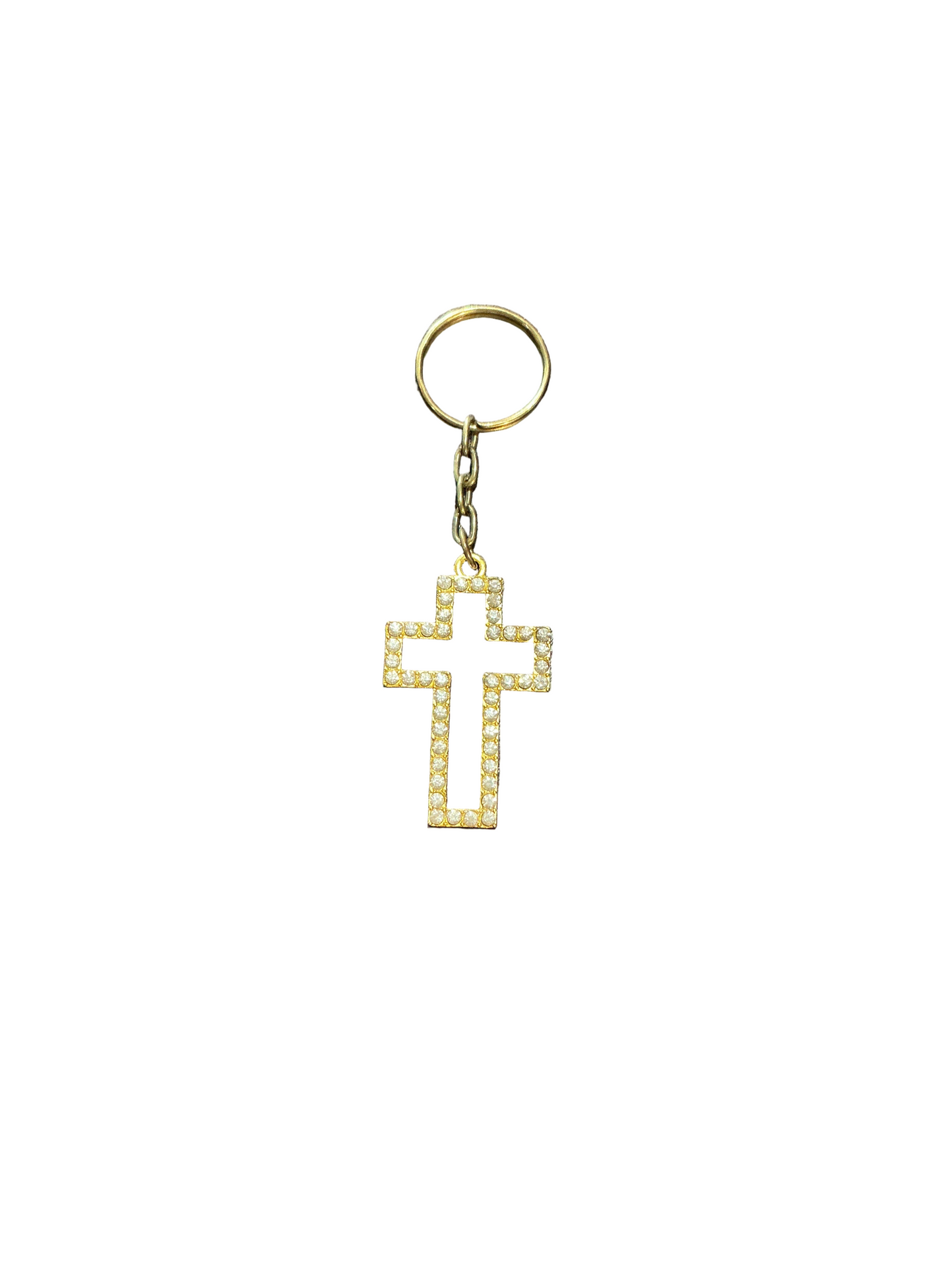 Gold Cross Rhinestone Keychain