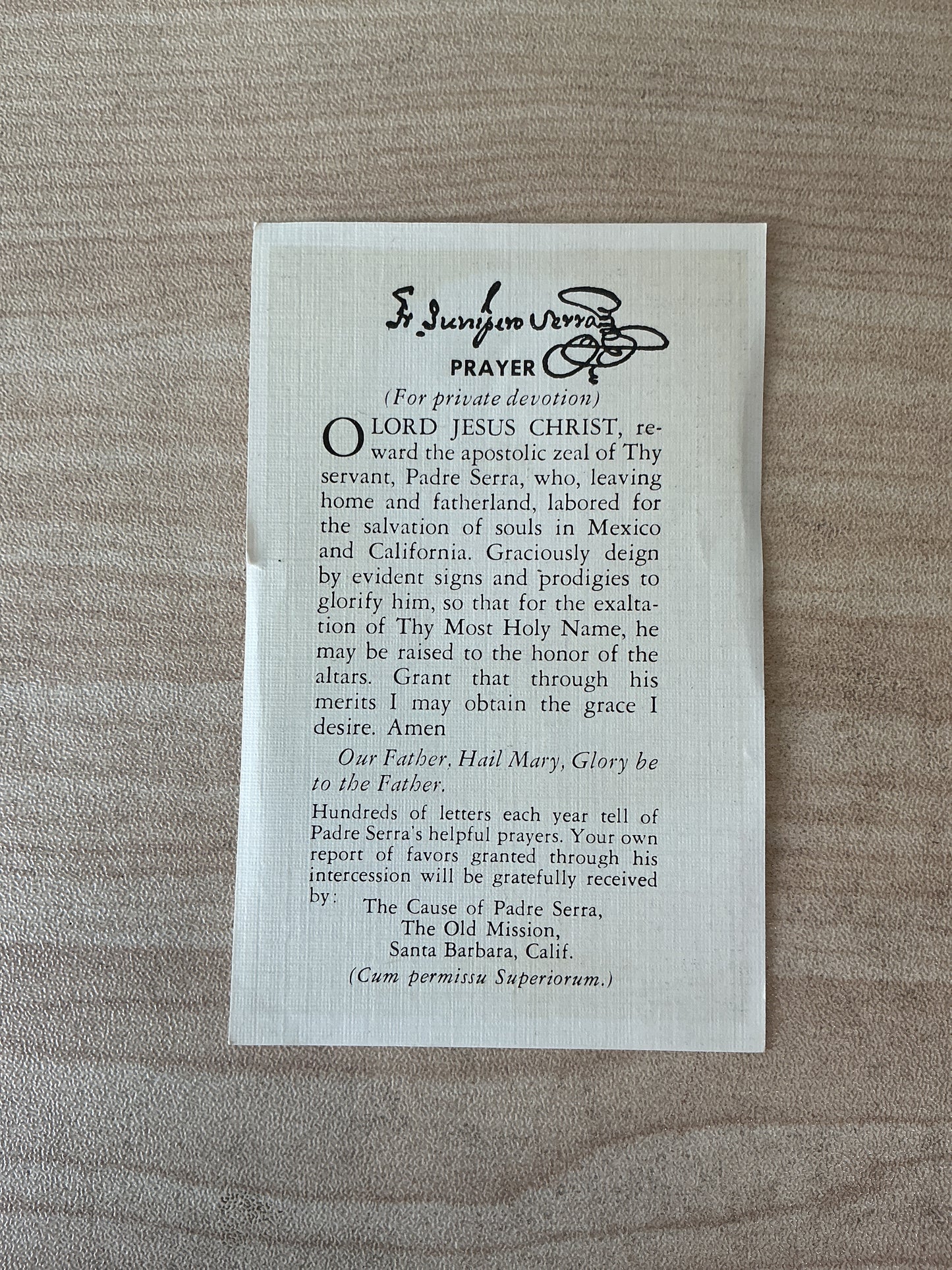 St. Junipero Serra Prayer