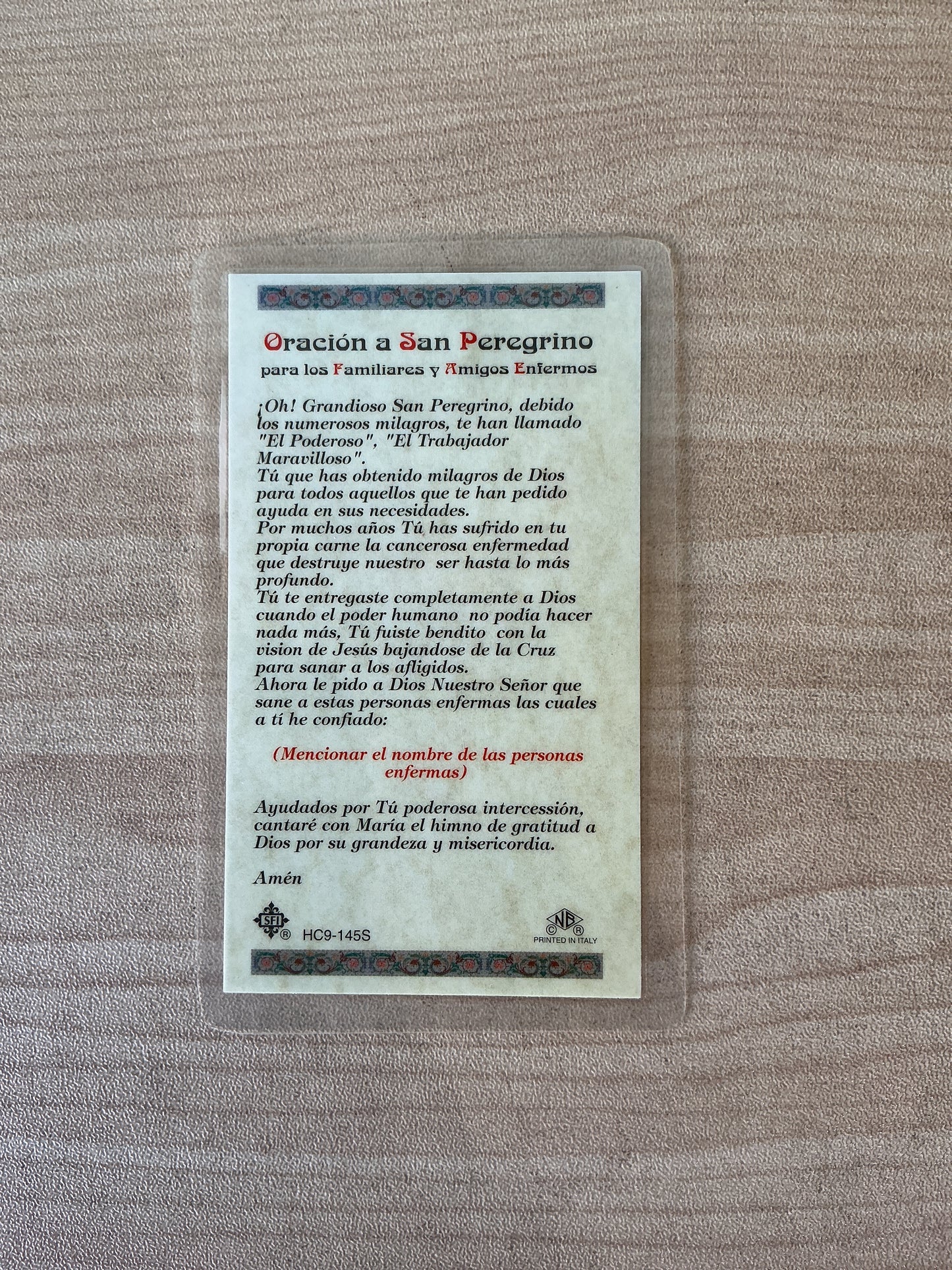Oración a San Peregrino