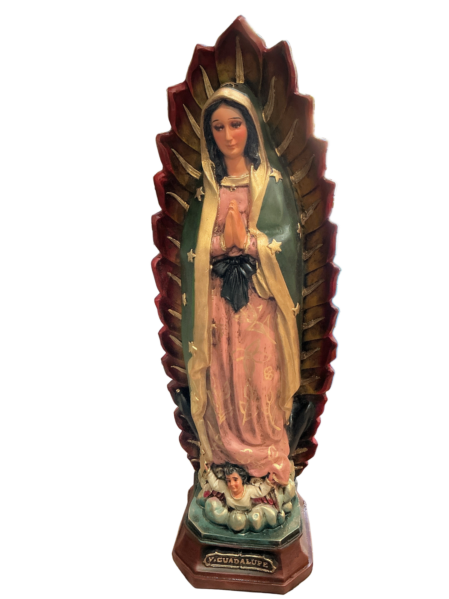 Virgen de Guadalupe con Resplandor de Resina 34"H