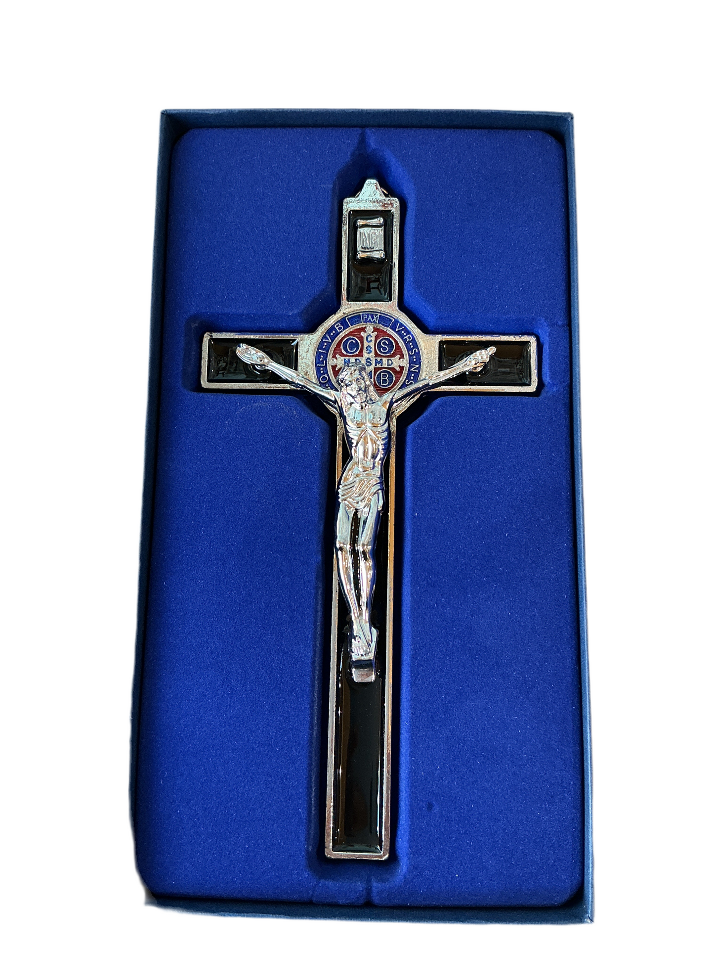 St. Benedict Crucifix W/ Enamel 8"H Color Black