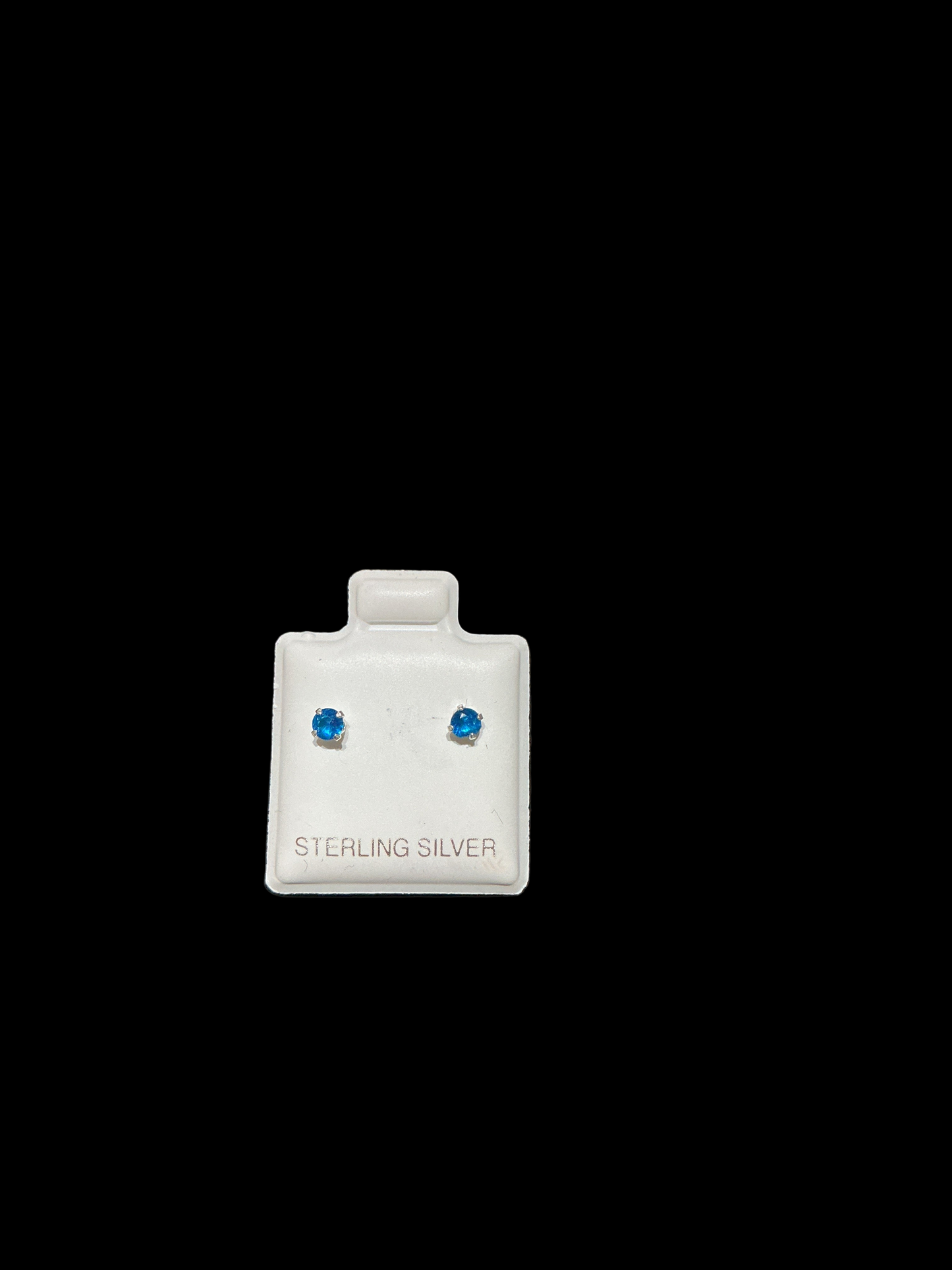 Sterling Silver Stud Earrings Cut Cubic 3MM Color Blue for babies