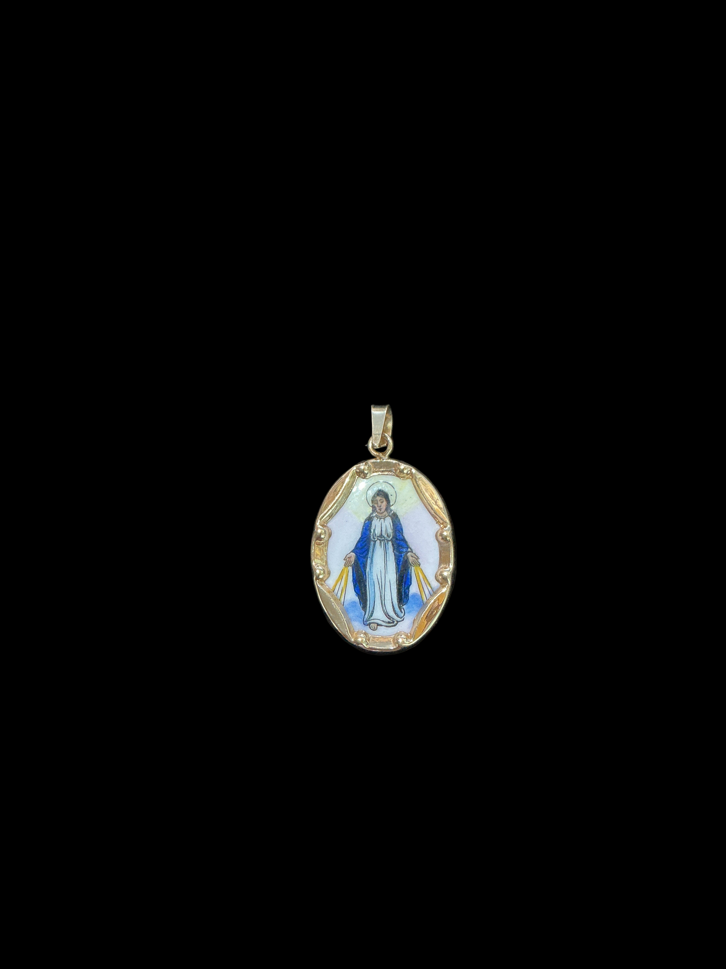 14 K Gold Medal Virgen Milagrosa 1"H