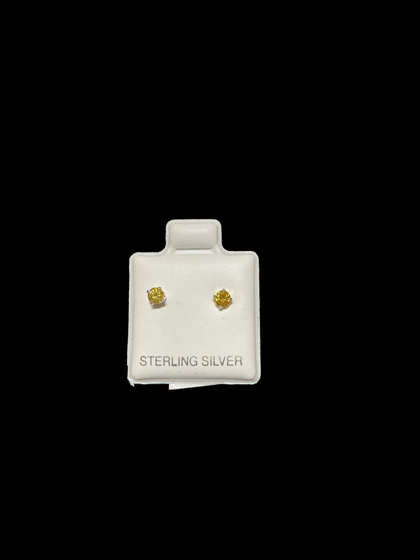 Sterling Silver Stud Earrings Cut Cubic 4x4 Color Citrine for babies
