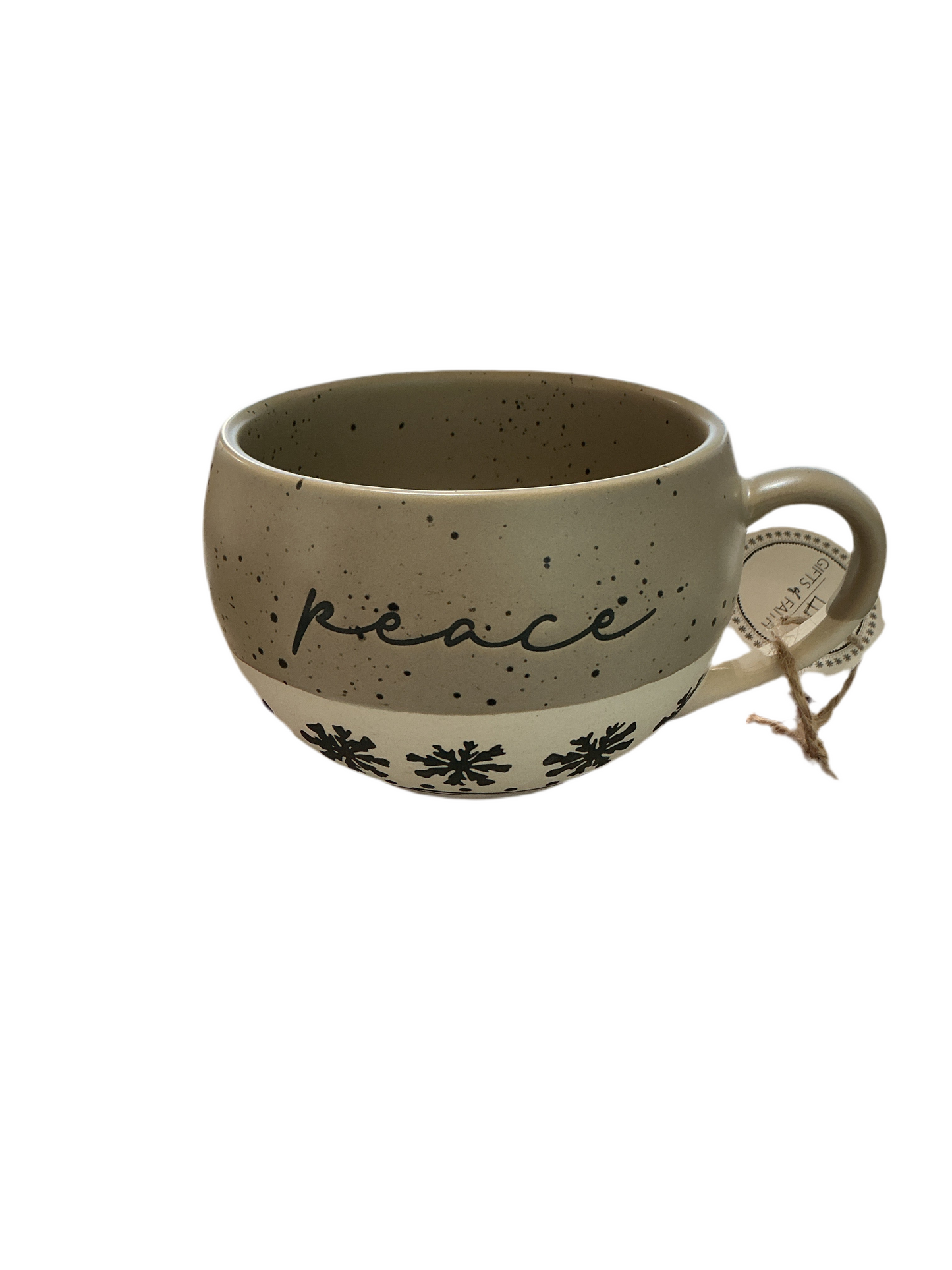 Faithworks Scandi Christmas Mugs - Handcrafted Jumbo Stoneware Holiday Mug for Coffee or Soup, 16-Ounce, Peace