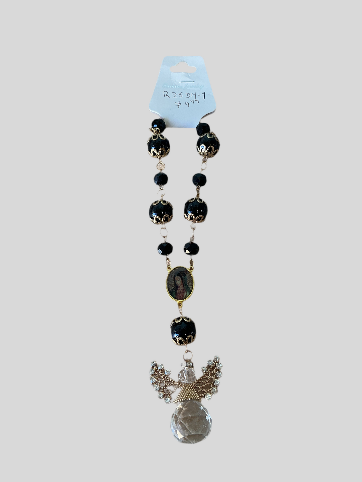Rsy 9mm Black beads with angel