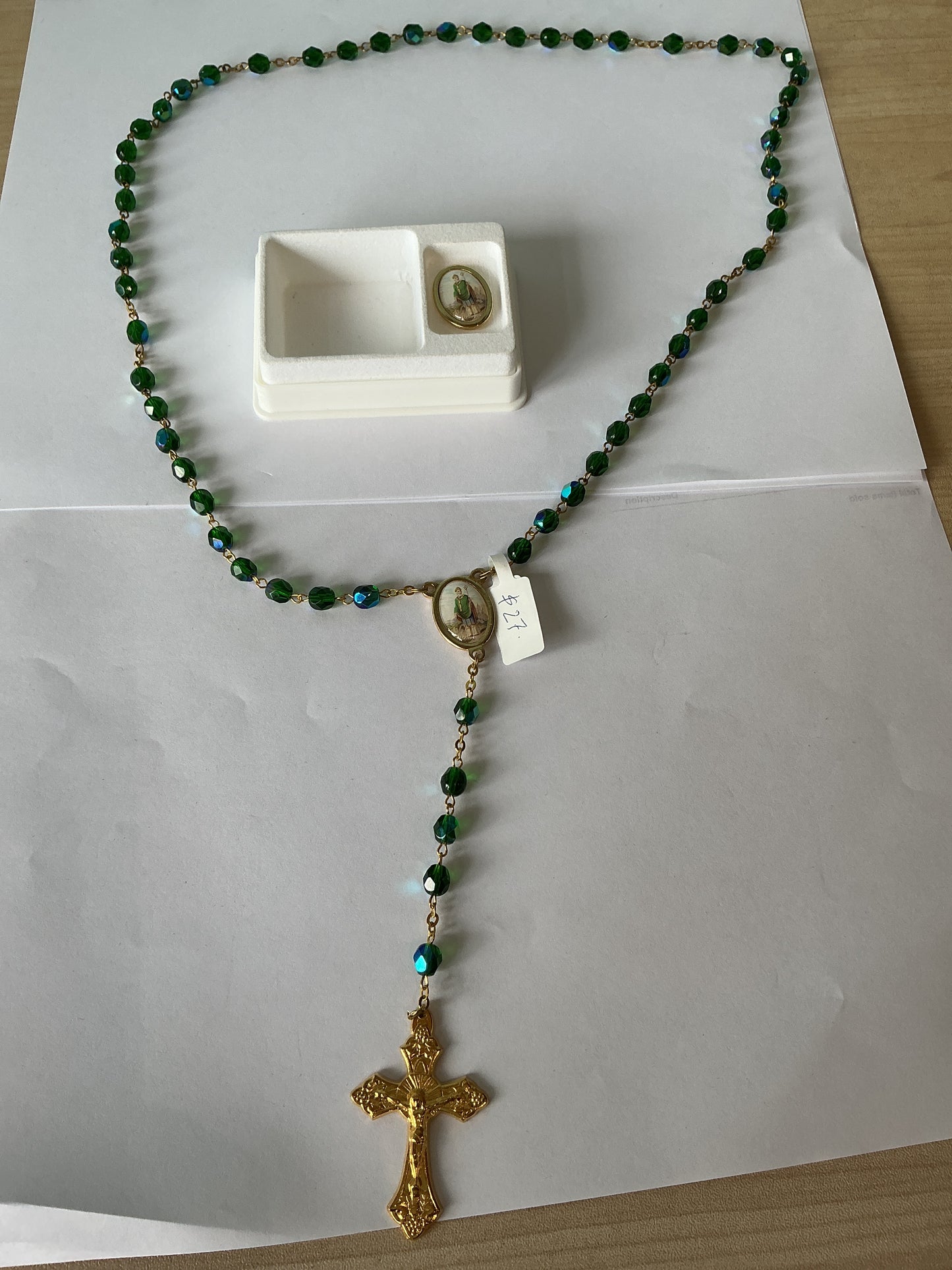 Rosary Crystal St. Patrick with Pin