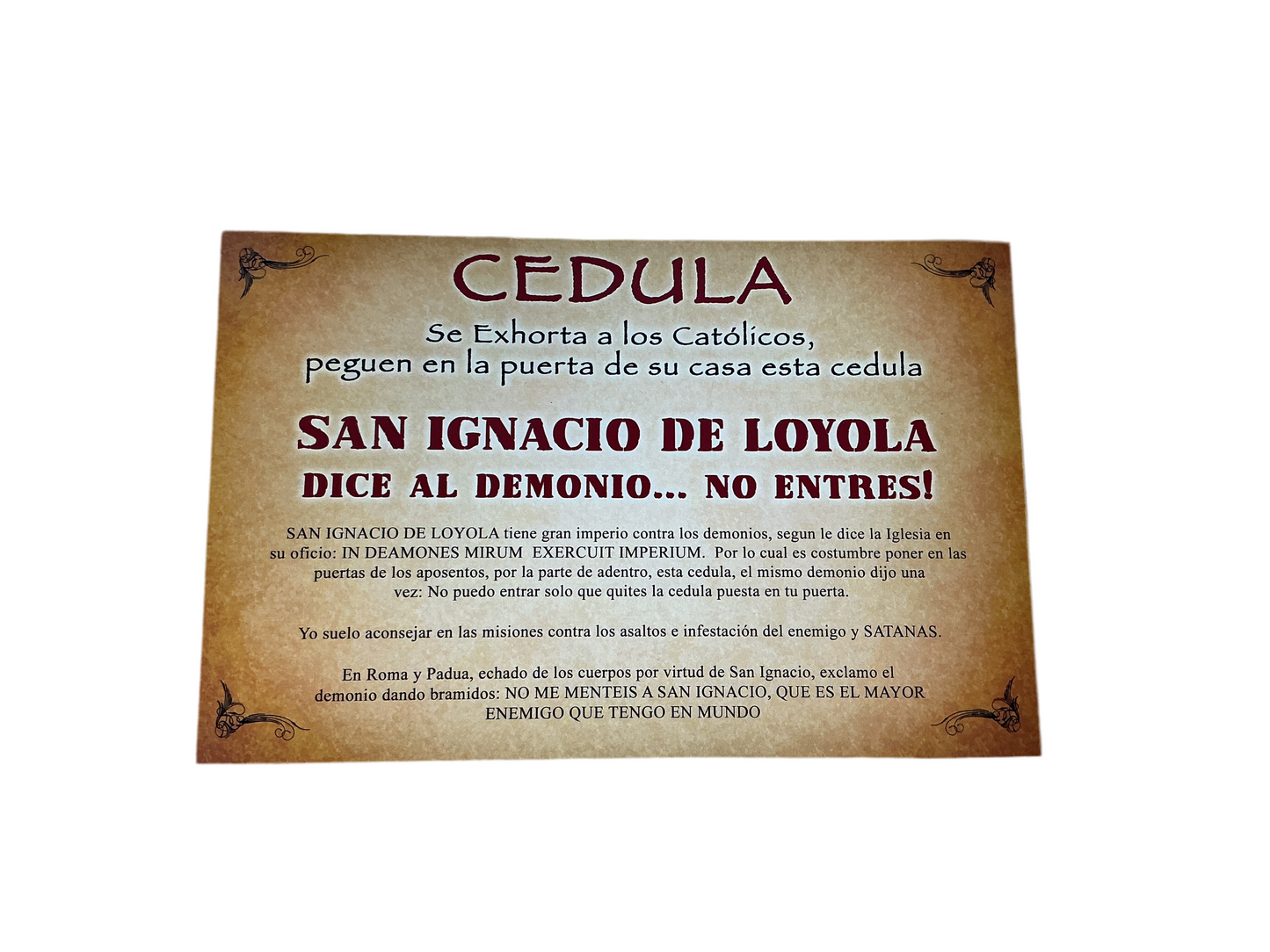Cedula San Ignacio de Loyola