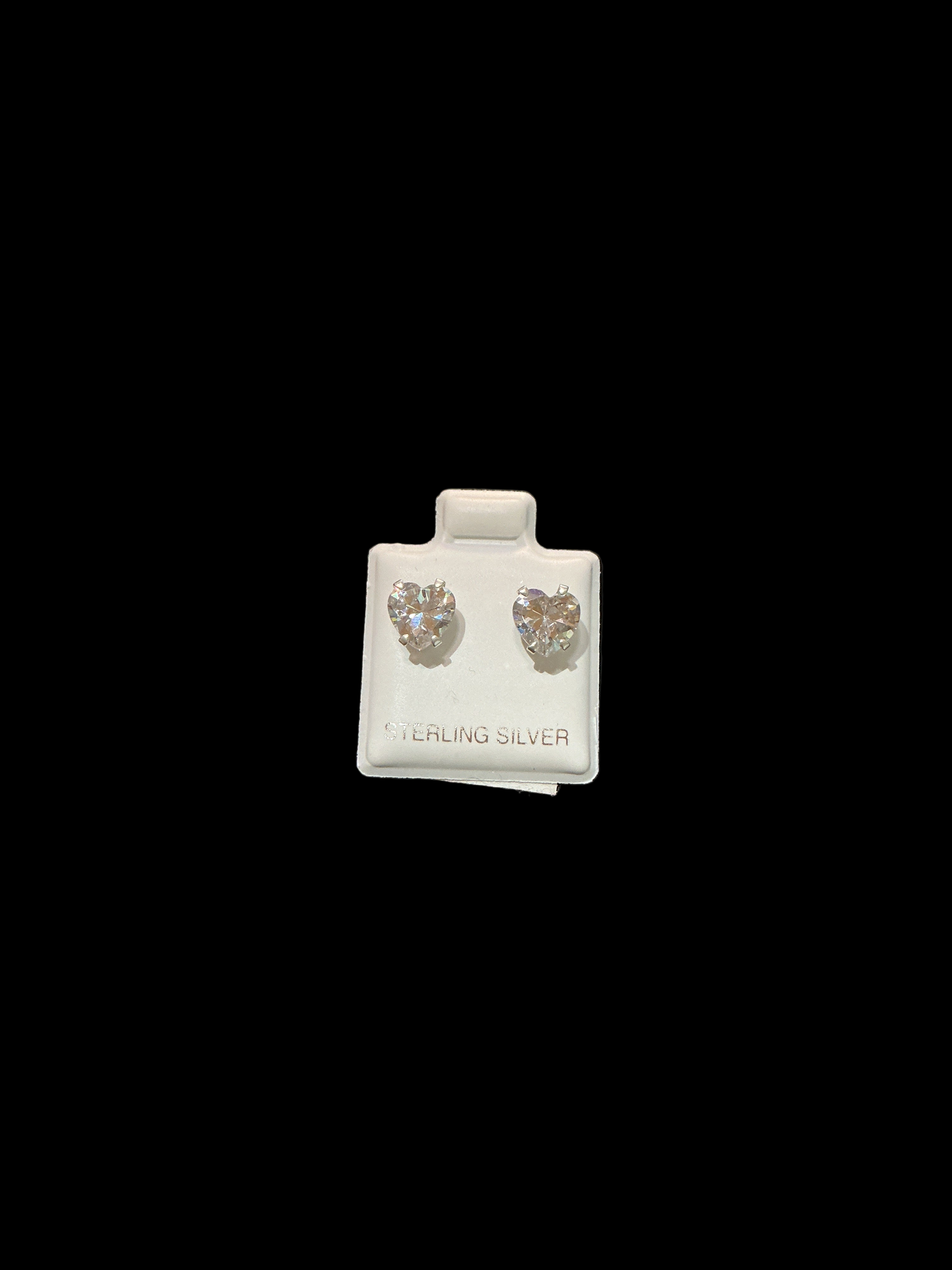 Sterling Silver Stud Earrings Cut Cubic Heart Design 7x7 MM