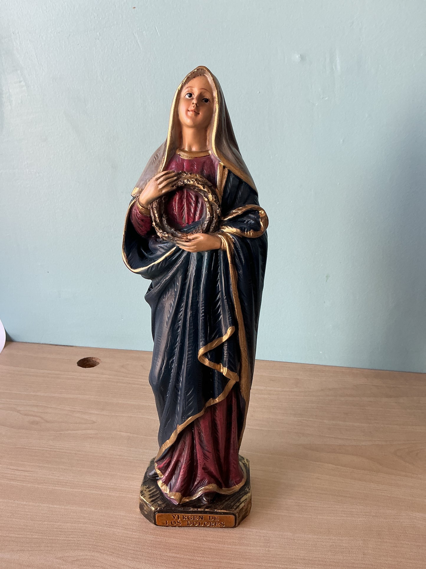 Virgen Dolorosa with Base 11"H