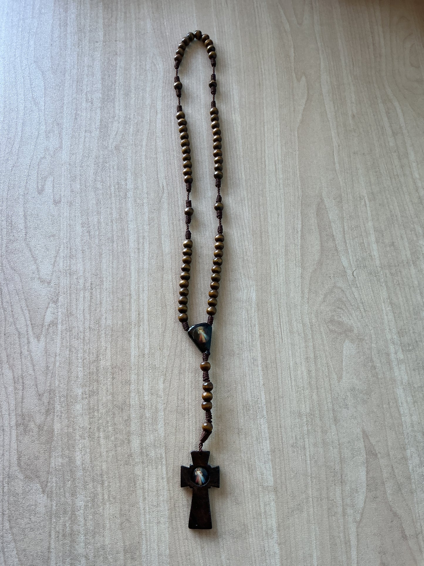 Divine Mercy Rosary - Brown Wood