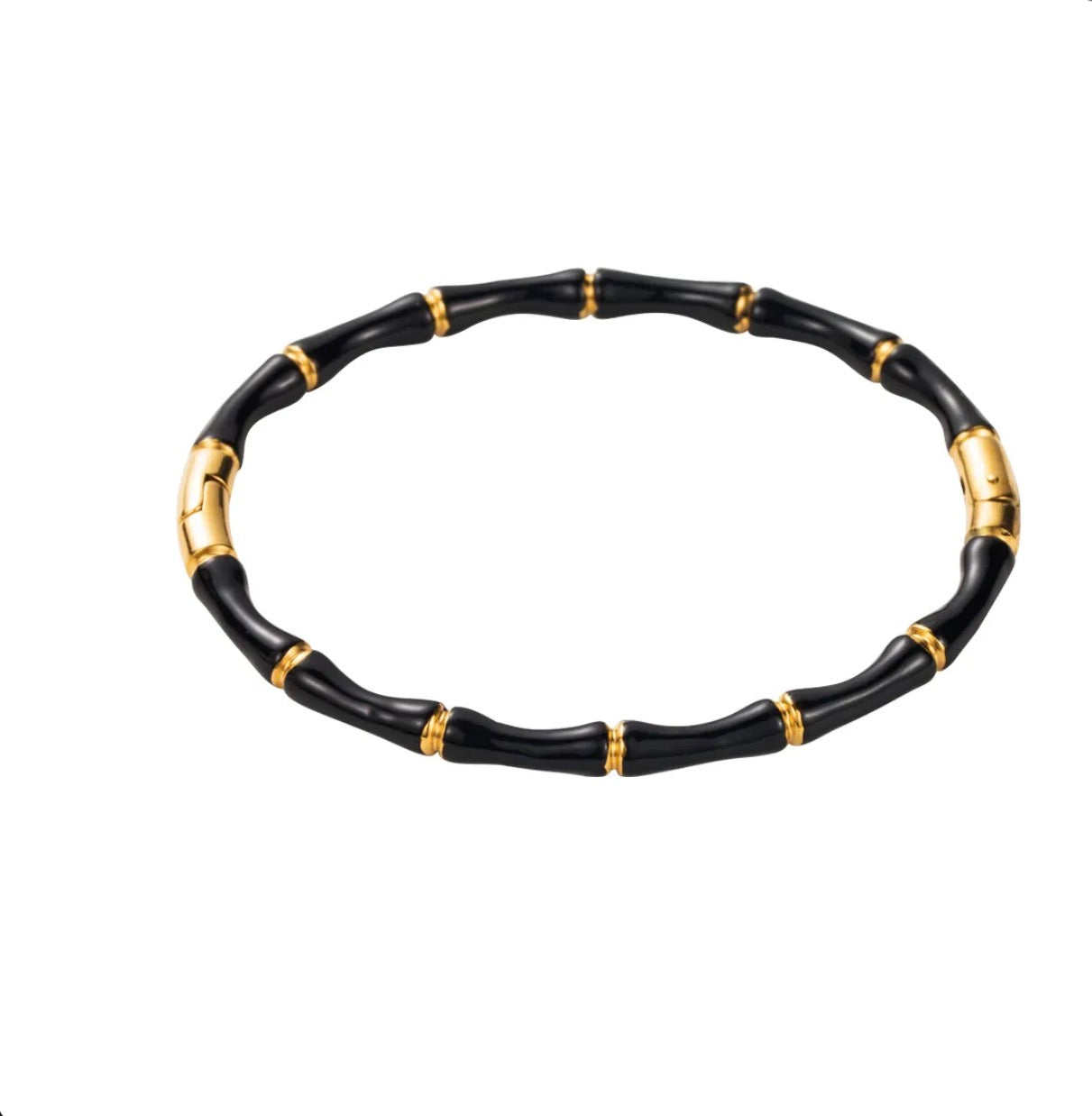 Brazalete De Nudo De Bambú Acero Inoxidable