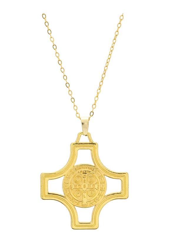 Gold St. Benedict Modern Maltese Cross Pendant