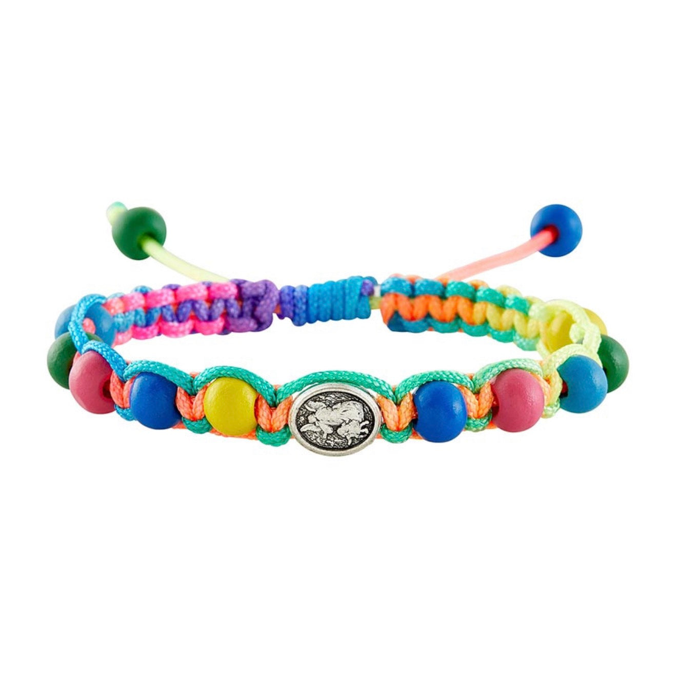 Colorful Guardian Angel Macrame Rosary Bracelet