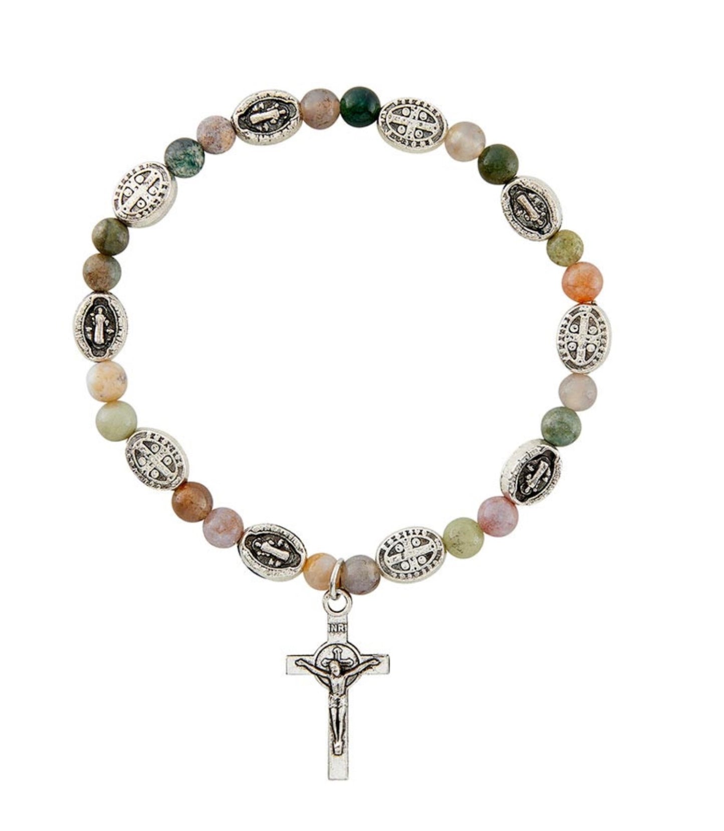 Gemstone St. Benedict Medals Bracelet