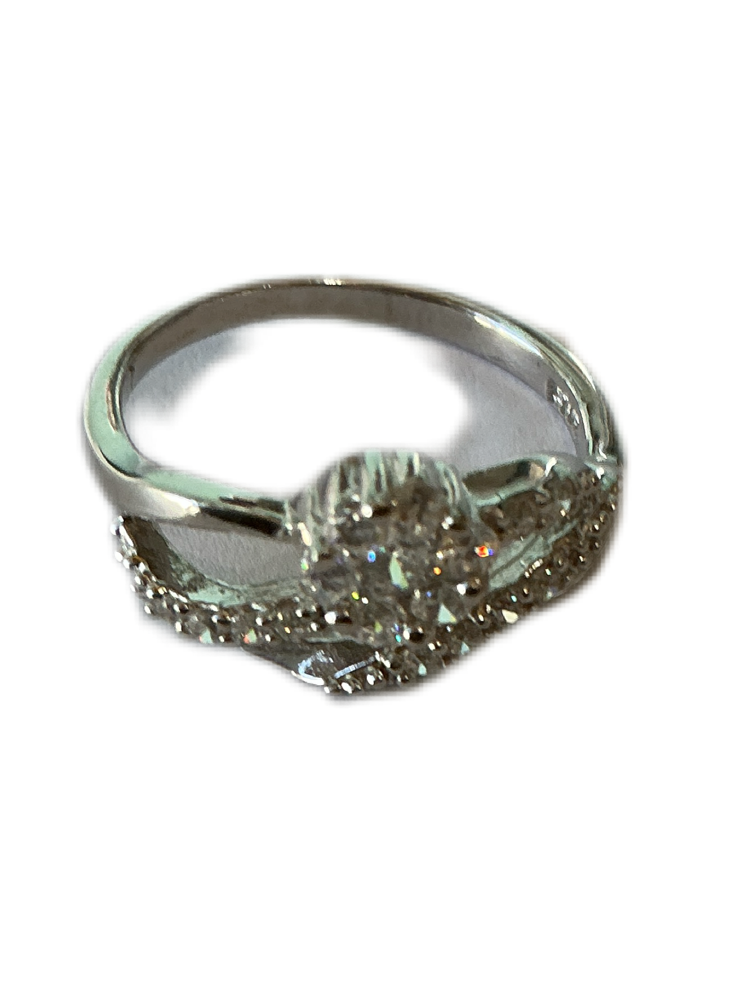 Silver Engagement Ring or Promise Ring with Zirconias size 6