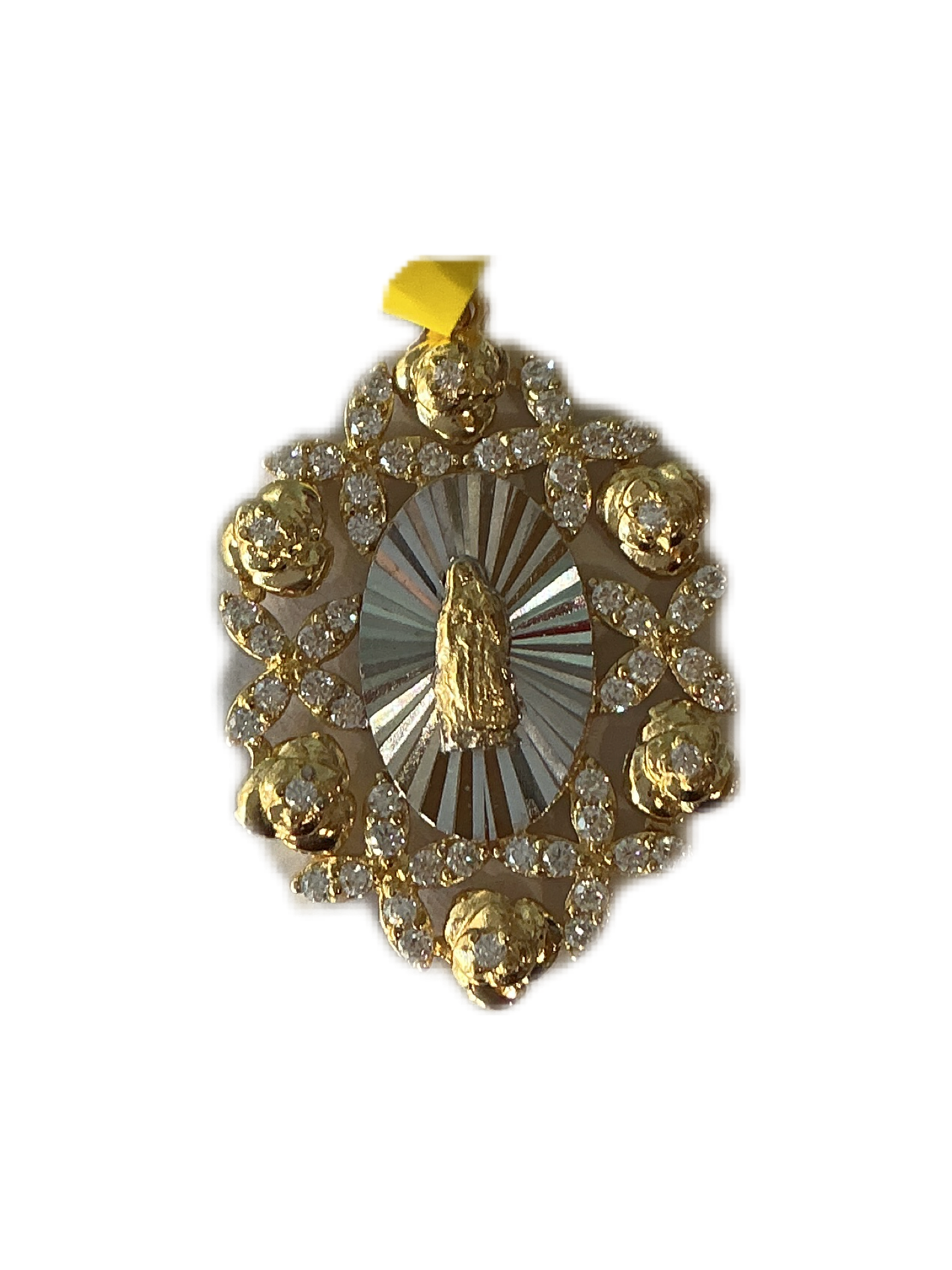 Medalla de la Virgen con Piedreria 1.2"H
