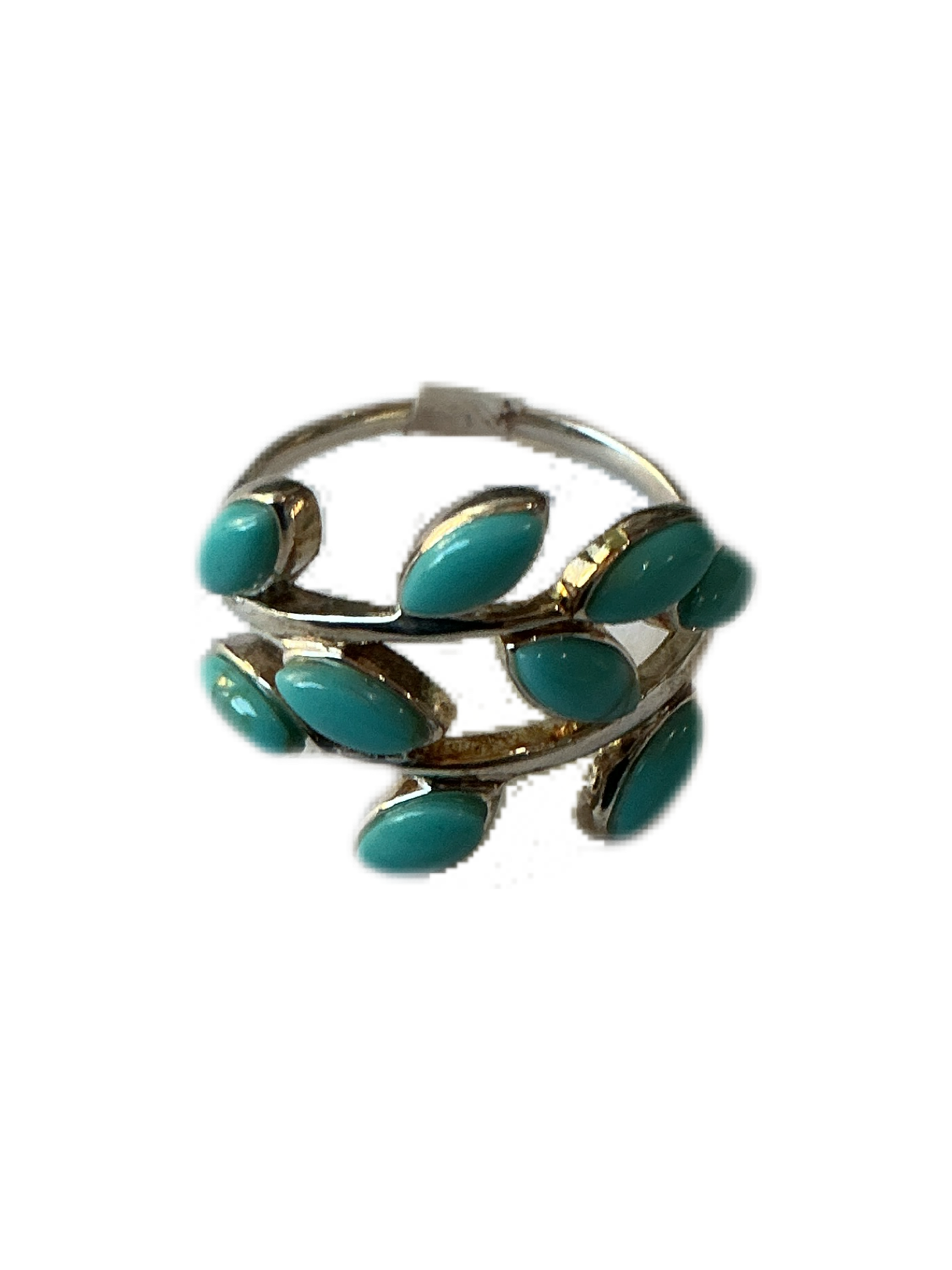 Silver Ring with turquoise-colored branches Size #6