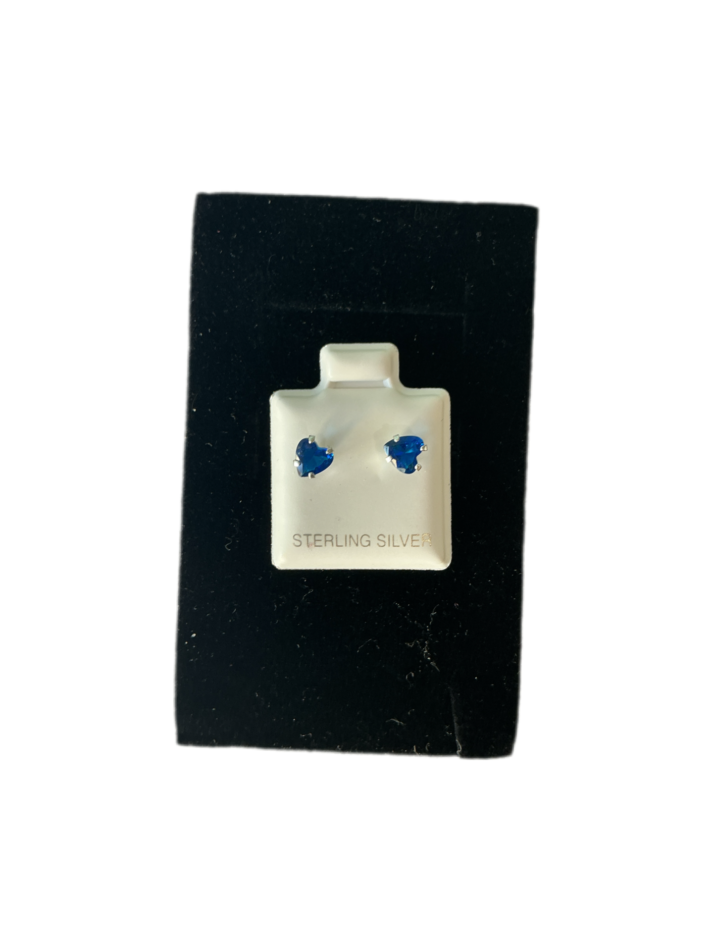 Sterling Silver Stud Earrings Heart Love Cut Cubic 4mm Color Blue