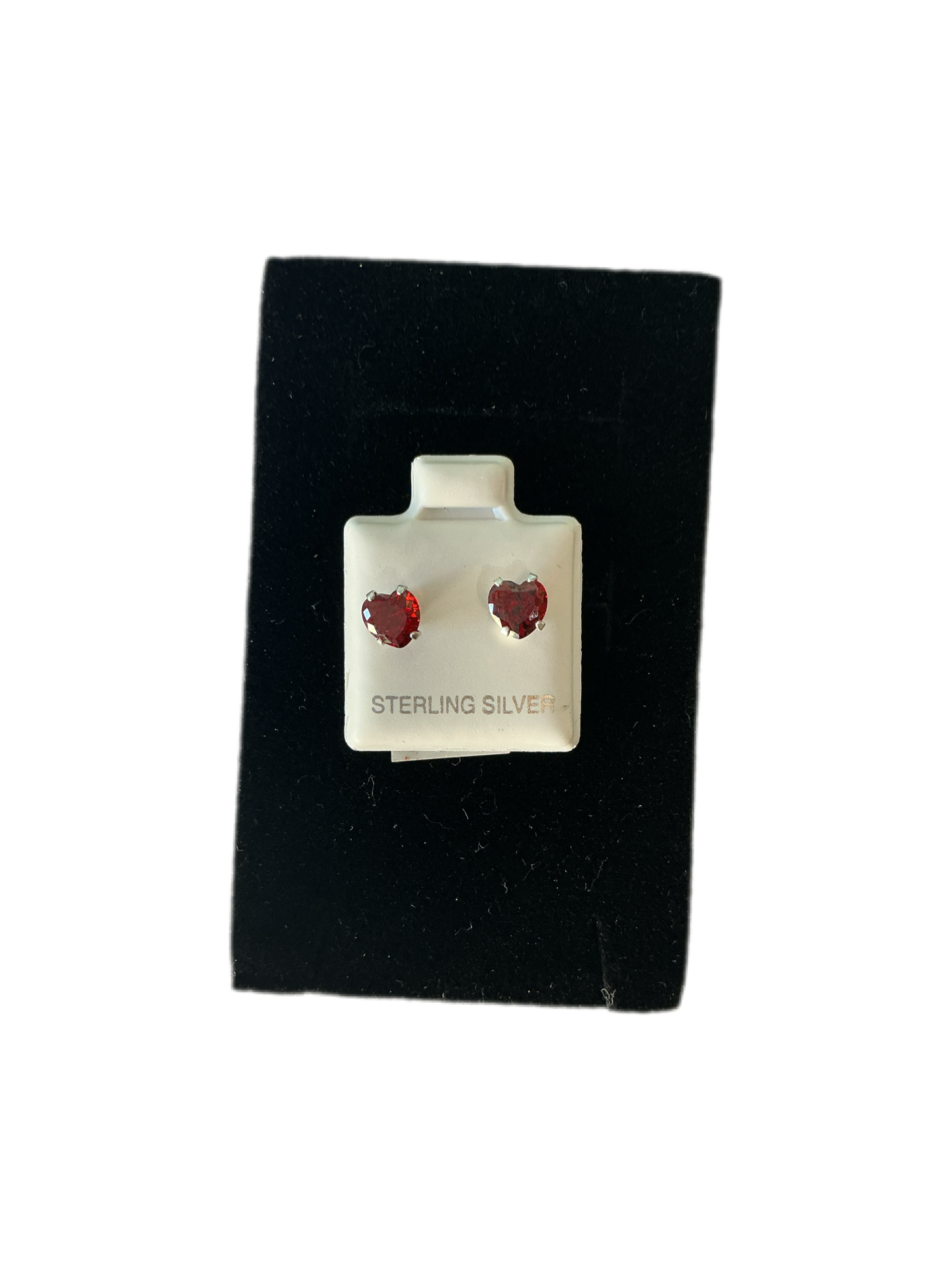 Sterling Silver Stud Earrings Heart Love Cut Cubic Zirconia Color Red