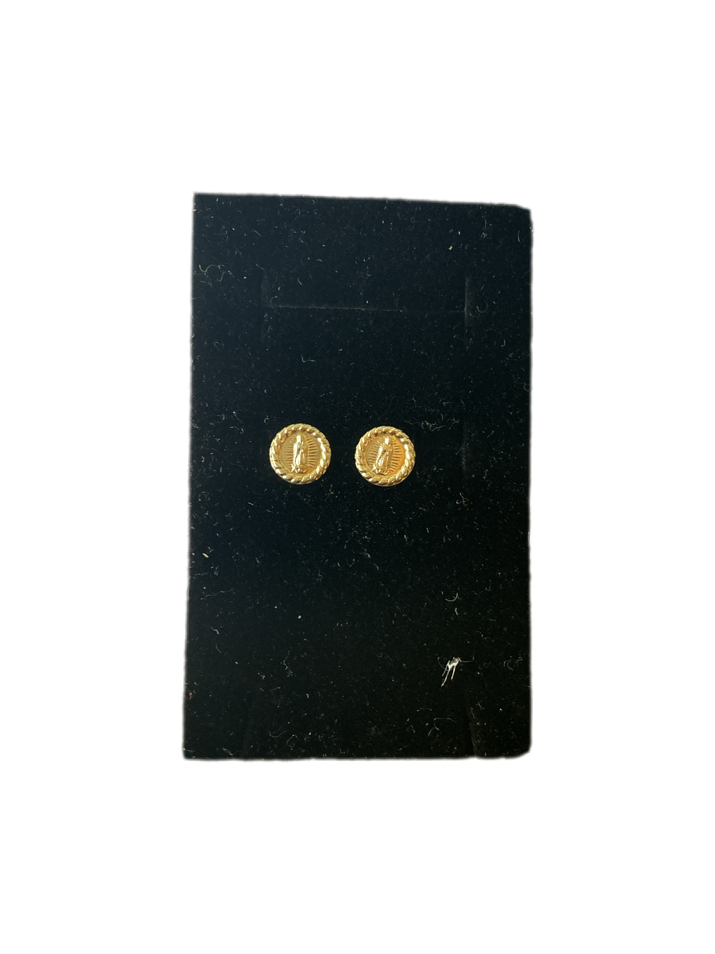 Round Gold Virgin of Guadalupe earrings