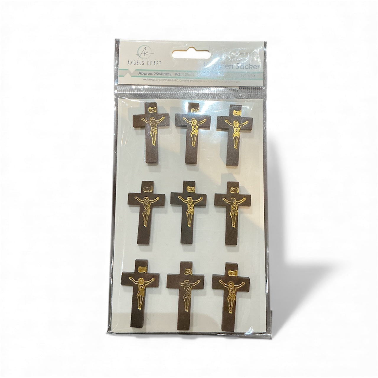 Set 9 Crosses Wooden Sticker / Dark Brown