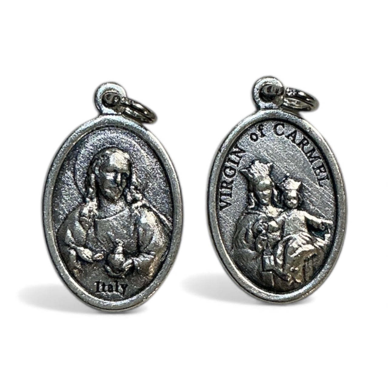 Metal medal of the Sacred Heart with Our Lady of Mount Carmel