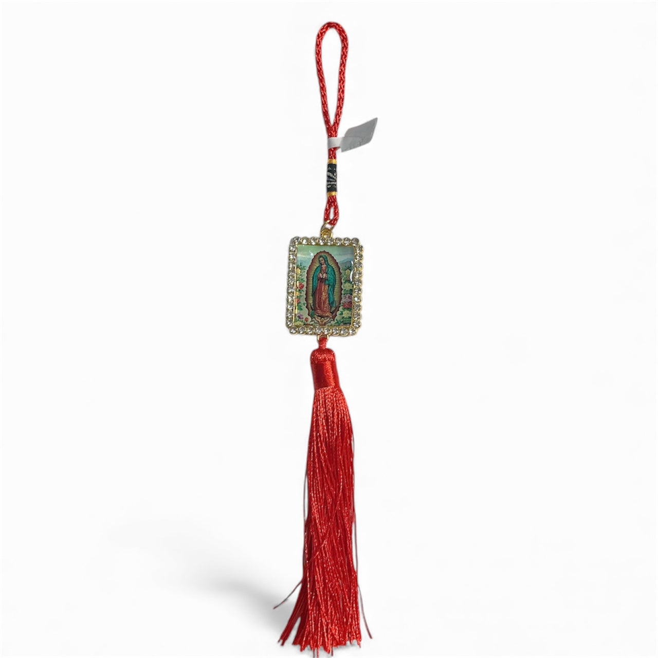 Square hanging ornament with the image of Our Lady of Guadalupe