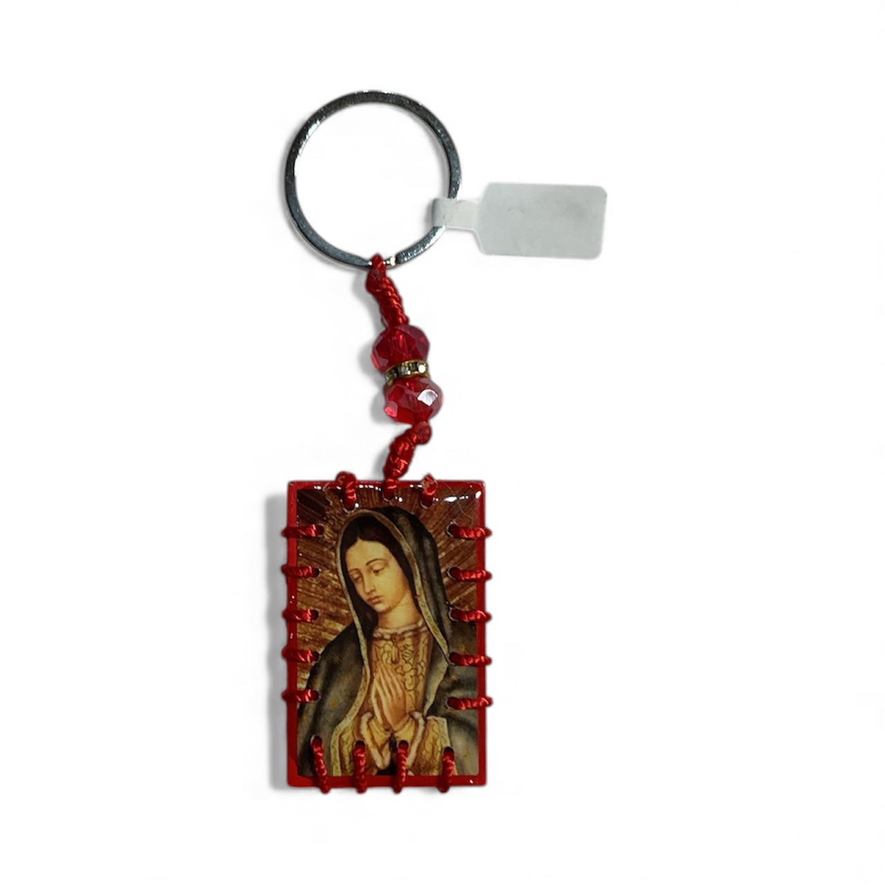 Llavero Cuadrado con Hilo de la Virgen de Guadalupe