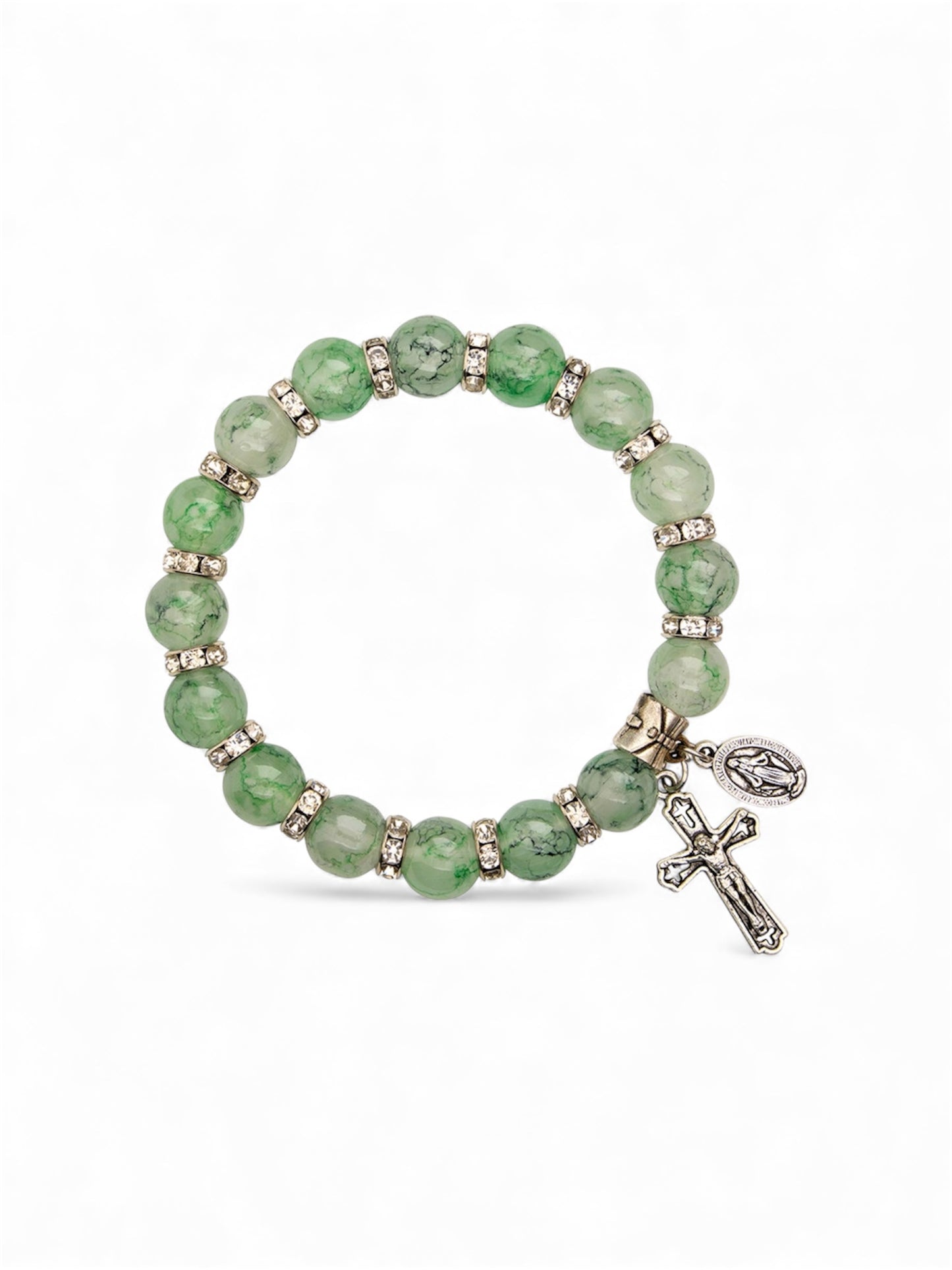 Green Marbled Glass Bead Miraculous Bracelet