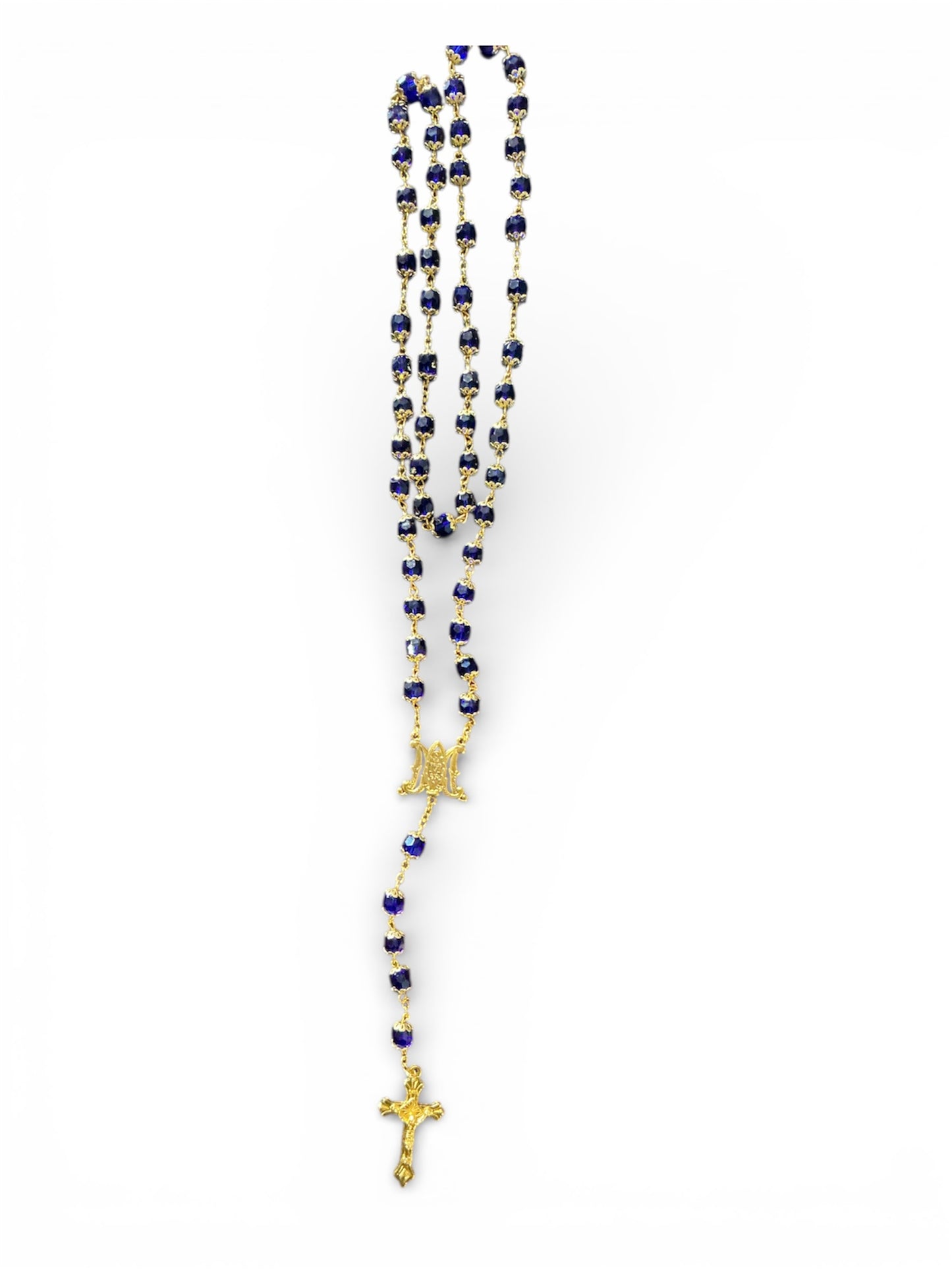 Sapphire rosary with miraculous crucifix