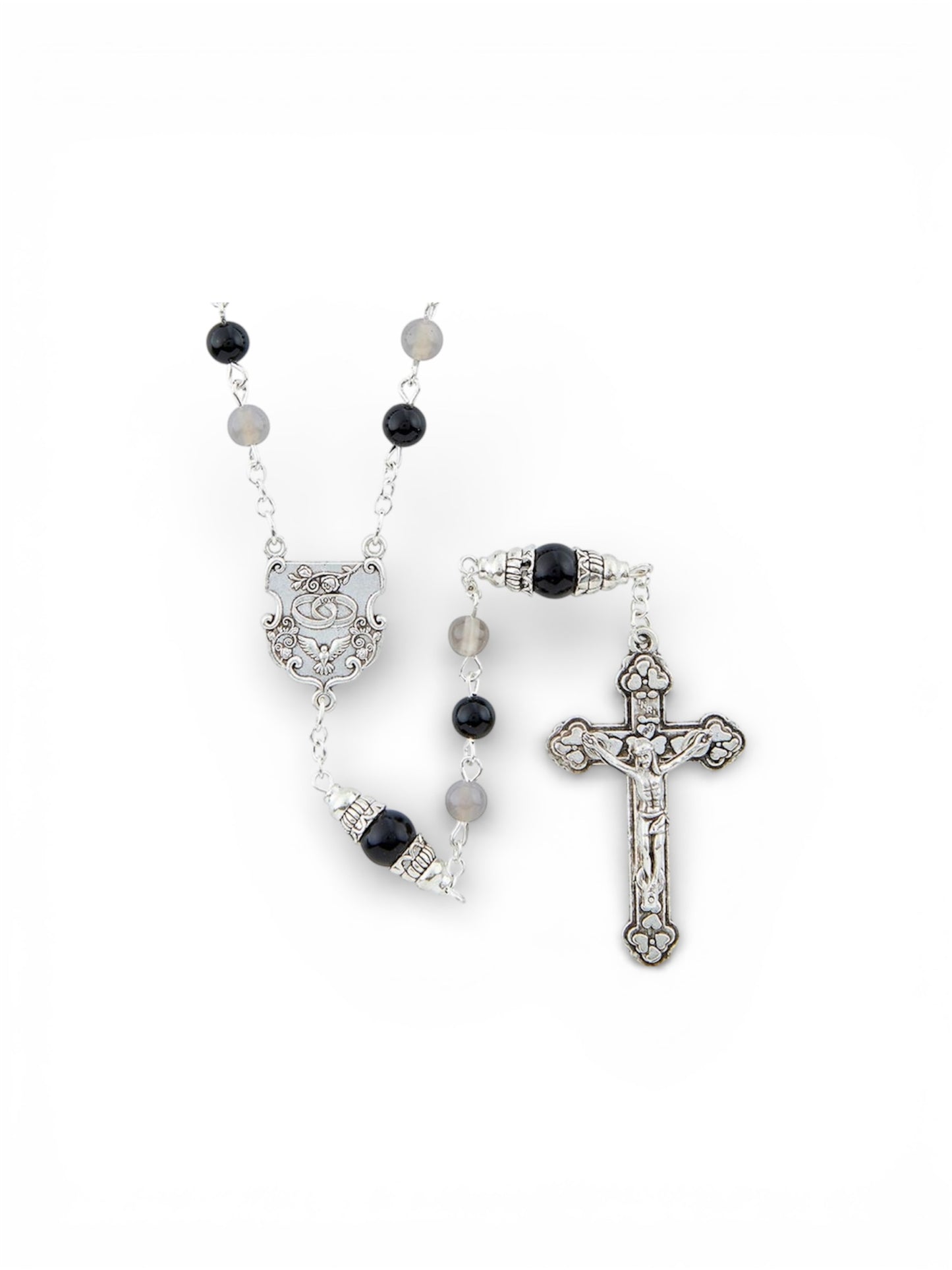 Onyx Intertwining Rings Wedding Rosary
