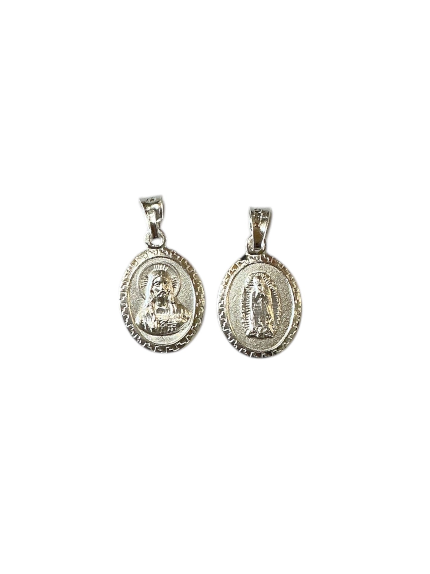 MEDALLA DE PLATA VIRGEN GUADALUPE/SAGRADO CORAZÓN