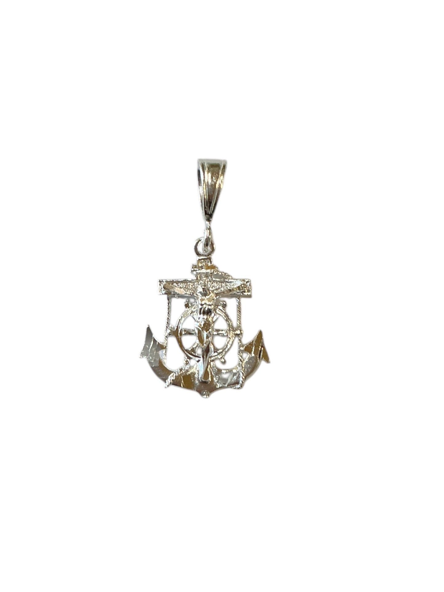CRISTO CON ANCLA DE PLATA 1.20”