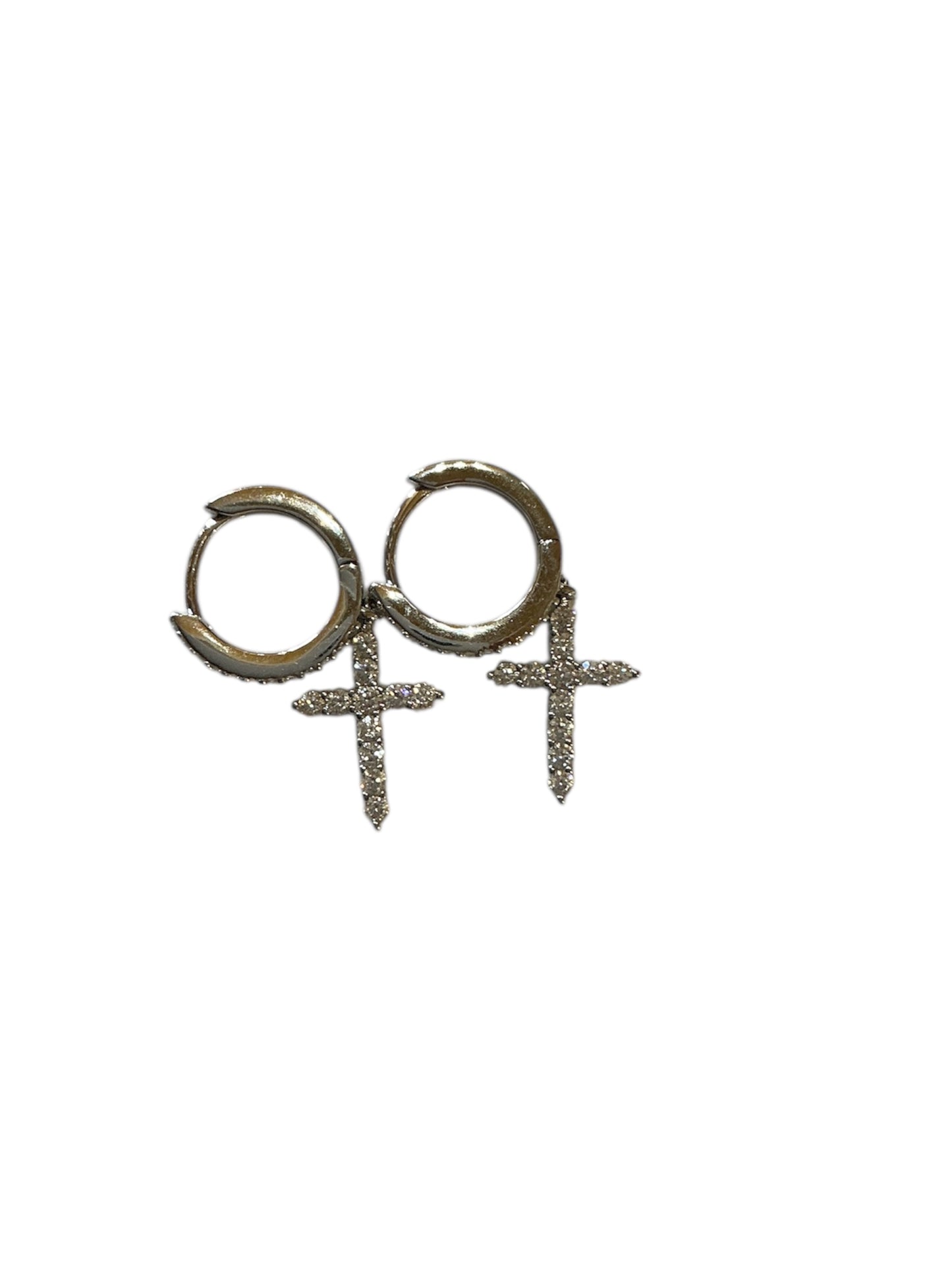 ARETES DE PLATA CON CRUZ 1.10”