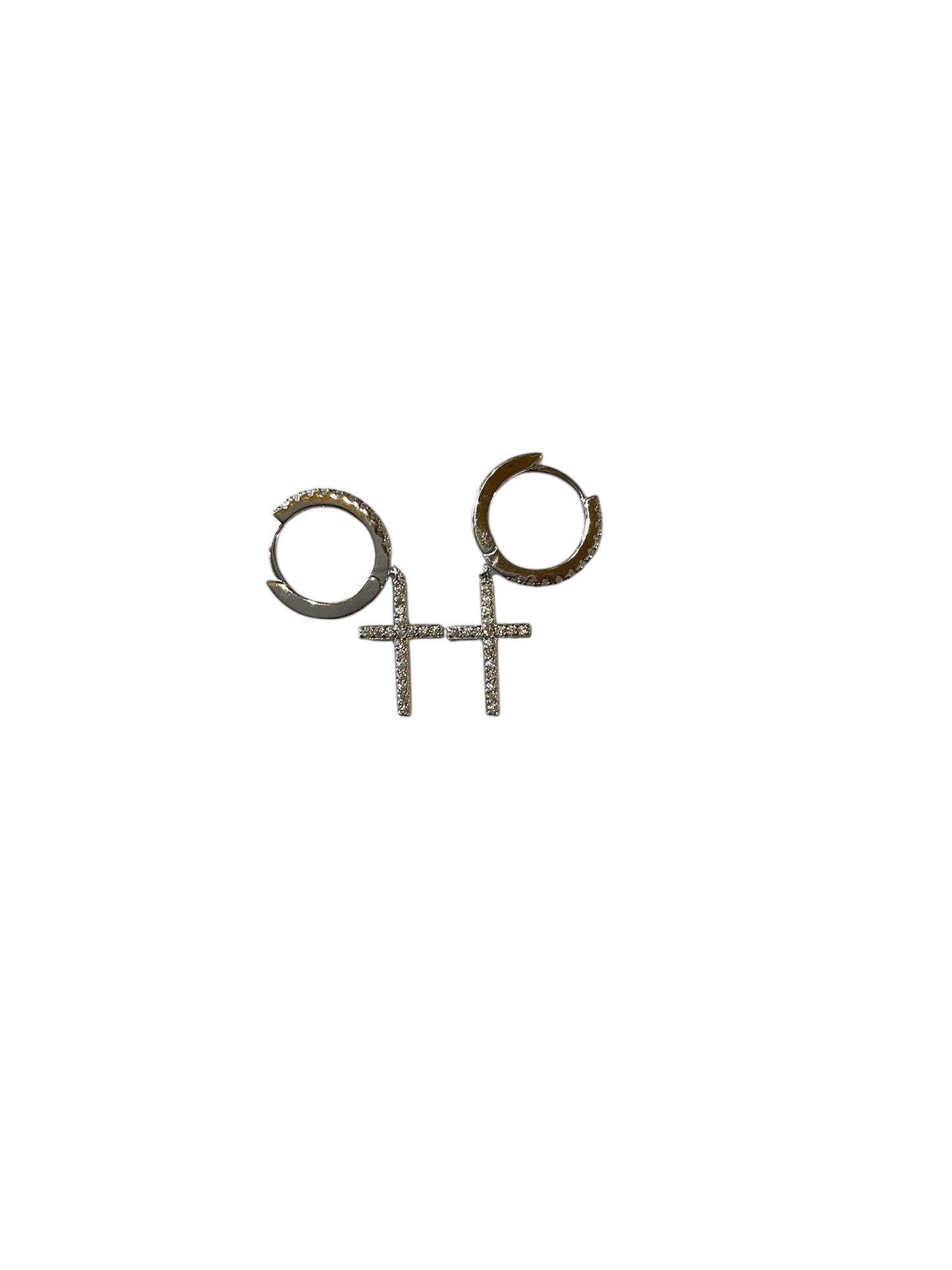 ARETES DE PLATA CON CRUZ 1.1”