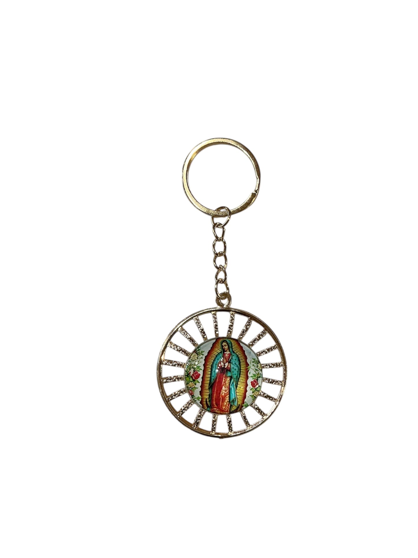 Round keychain of the Virgin of Guadalupe
