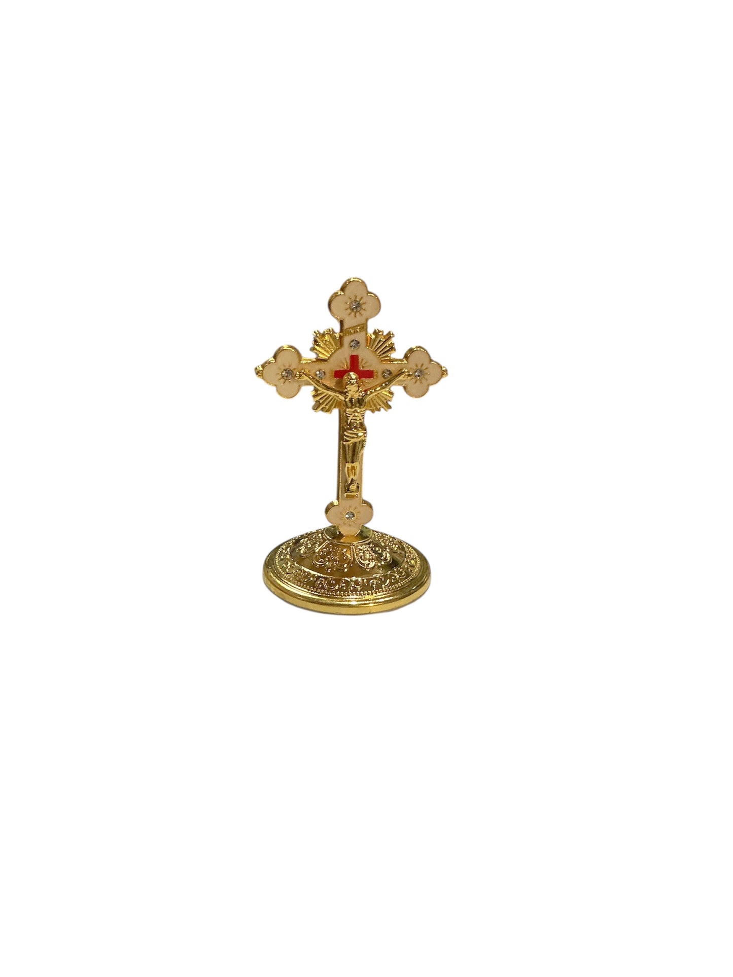Gold Crucifixion with base 3.5"H - White