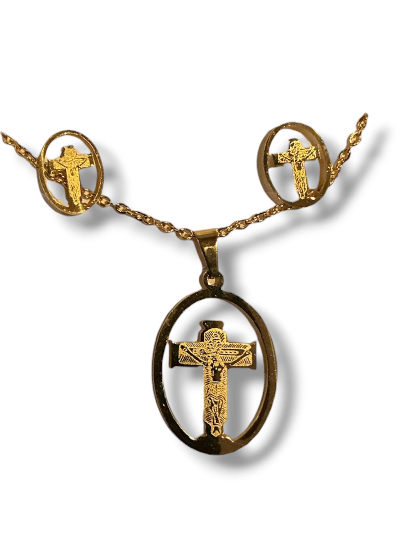CADENA DIJE CON ARETES DE CRUZ
