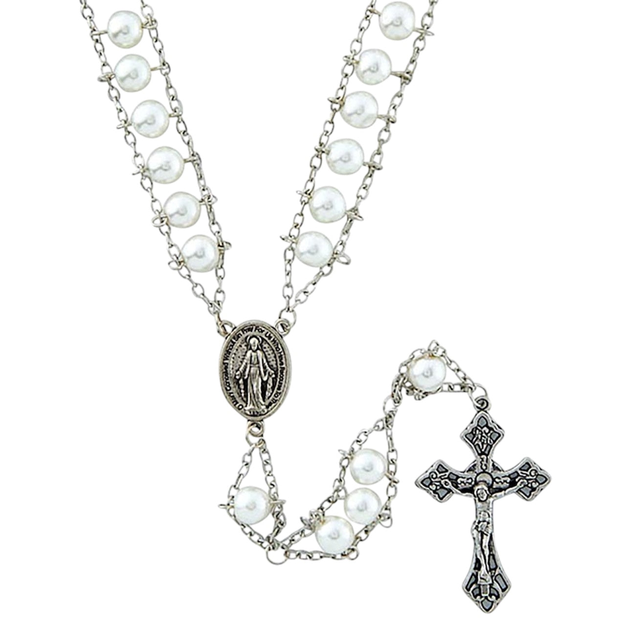 Imitation Pearl Ladder Rosary
