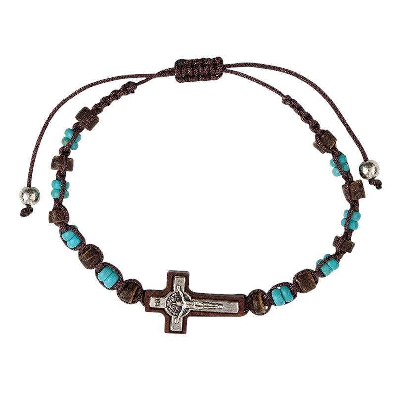 Turquoise St. Benedict Crucifix Rosary Bracelet