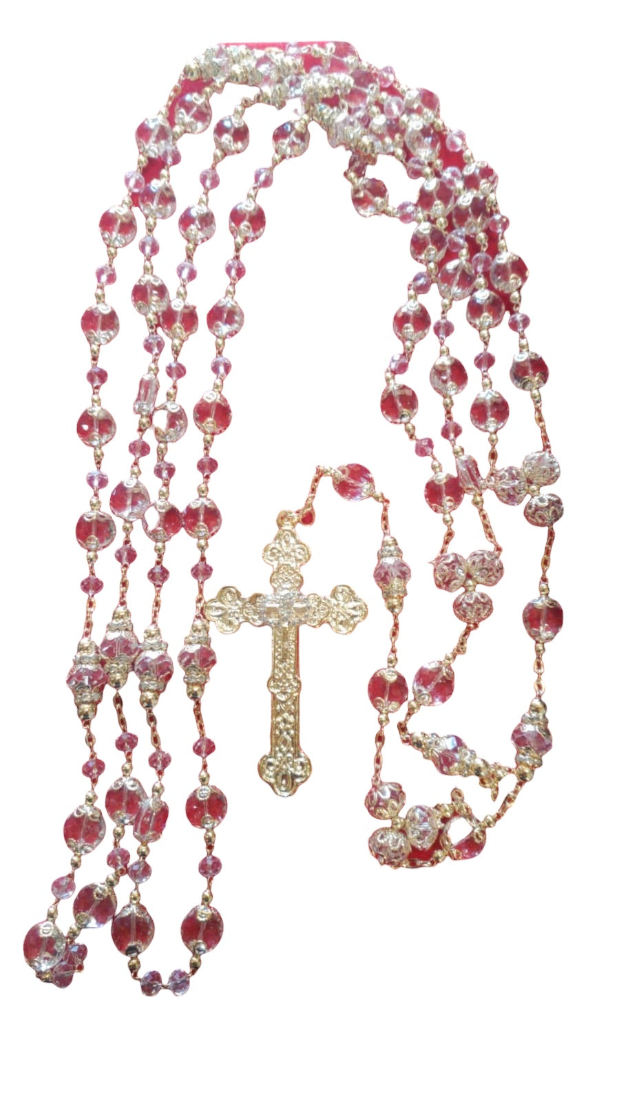 CRISTAL BEADS GLD LASSO RINGS CROSS