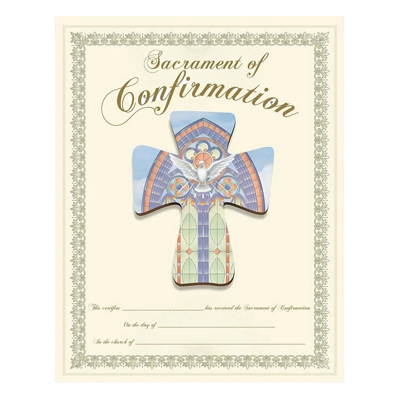 Confirmation Wood Lasered Cross with Certificate