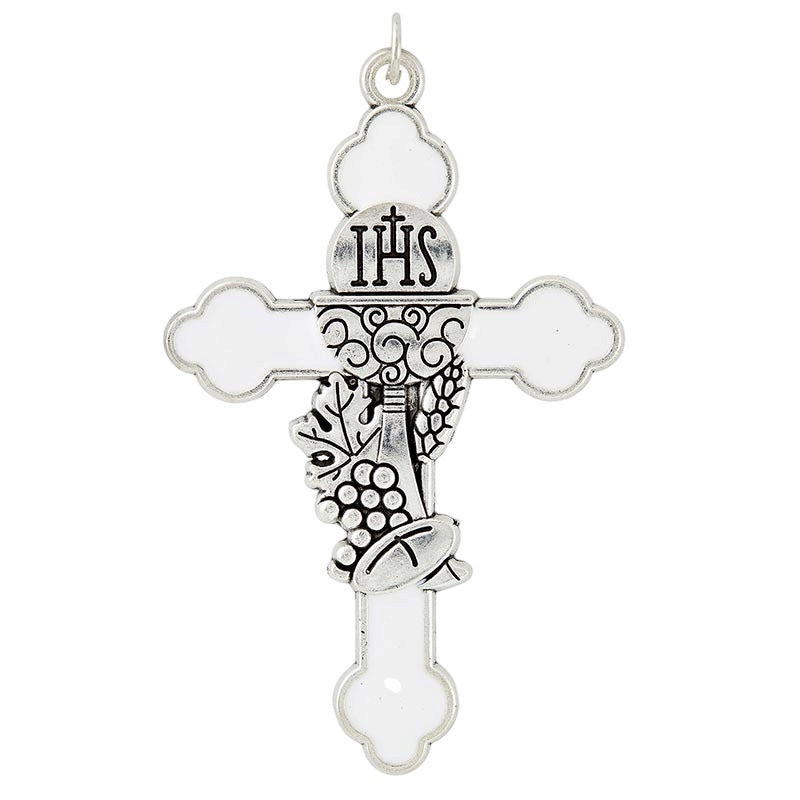 White Enamel Cross Pendant