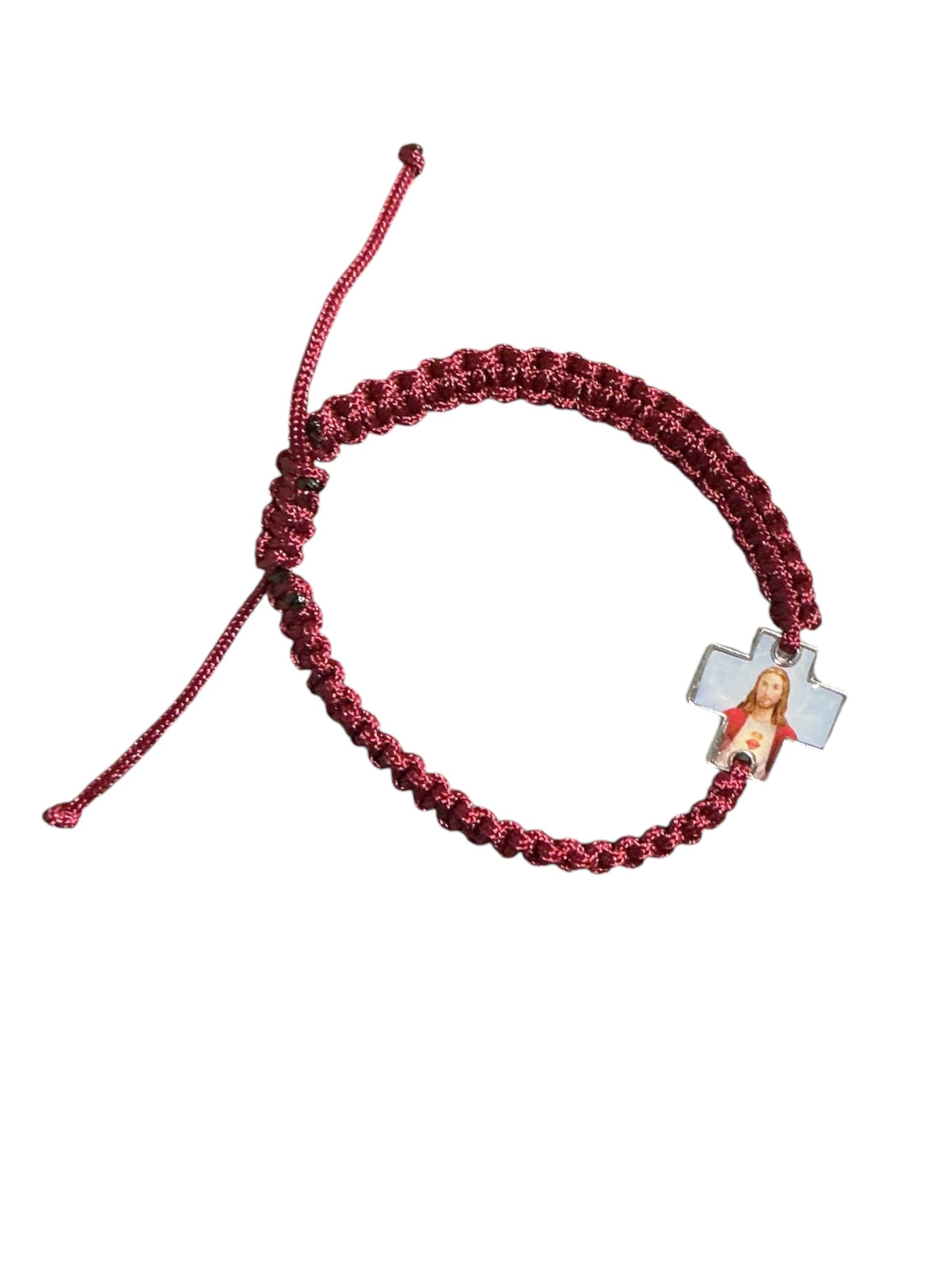 Sacred Heart Cross Cord Bracelet