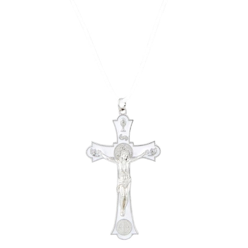 White First Communion Crucifix Pendant