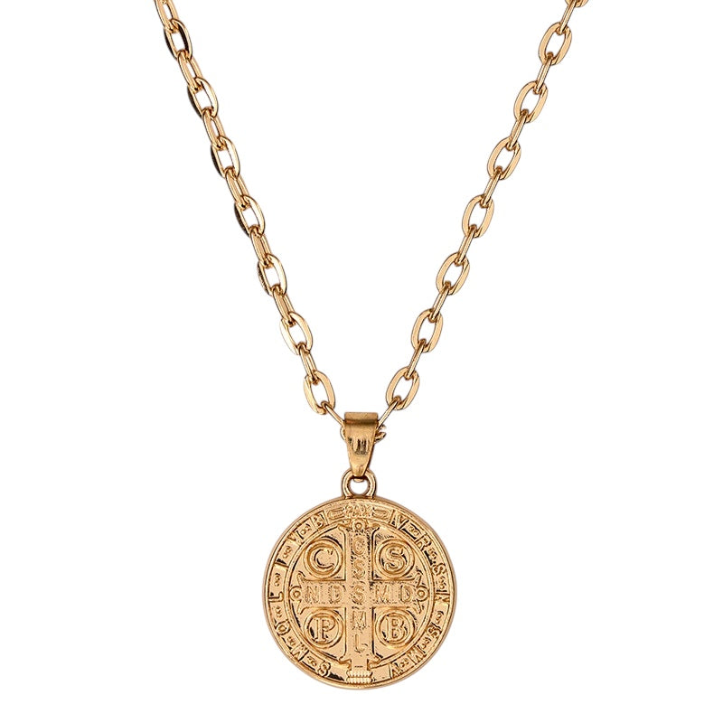 Gold Embossed St. Benedict Pendant