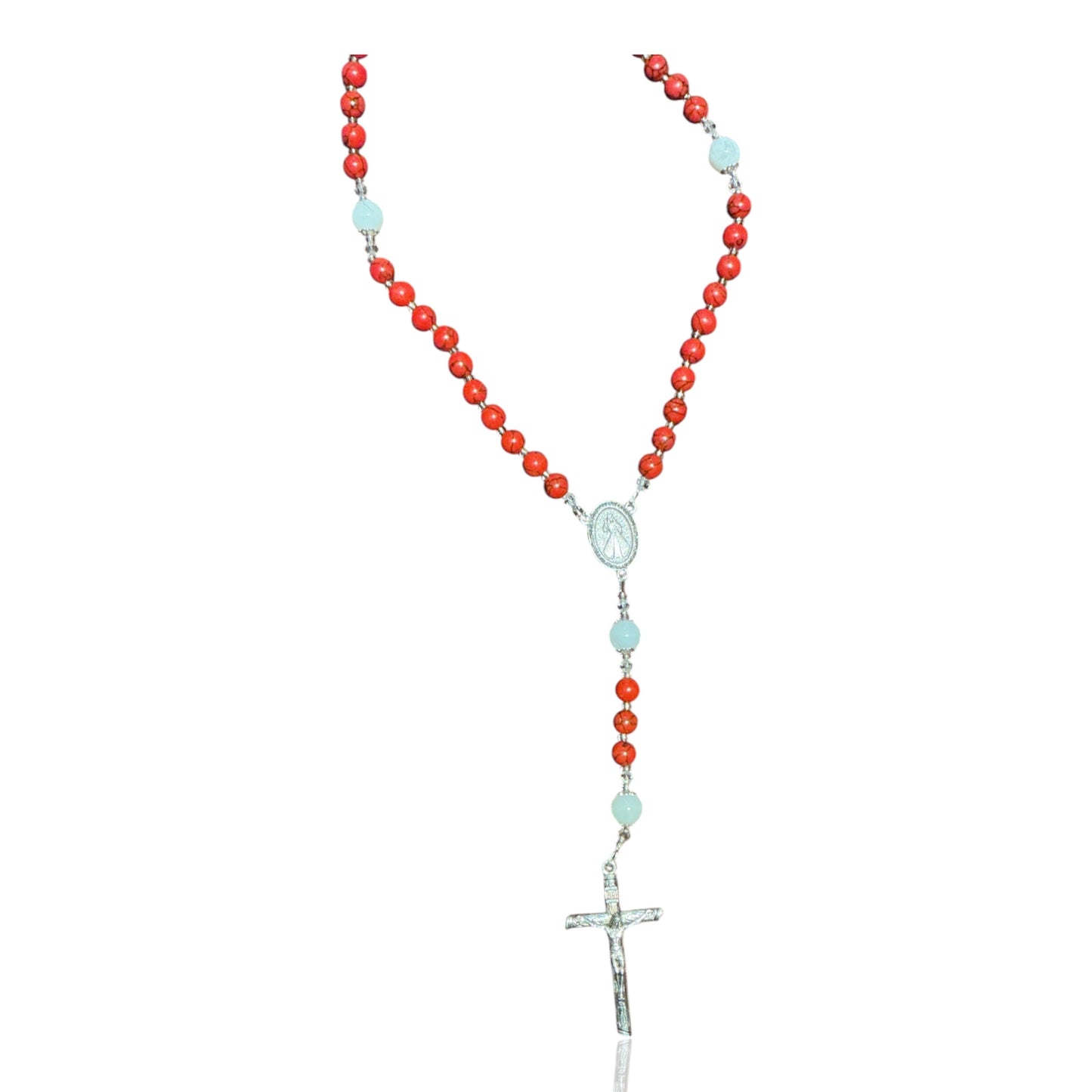 Divine Mercy Red Marbel Bead Rosary