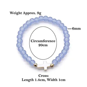 Pulsera de Cuentas Colgante Cruz de Concha Cuentas de Vidrio