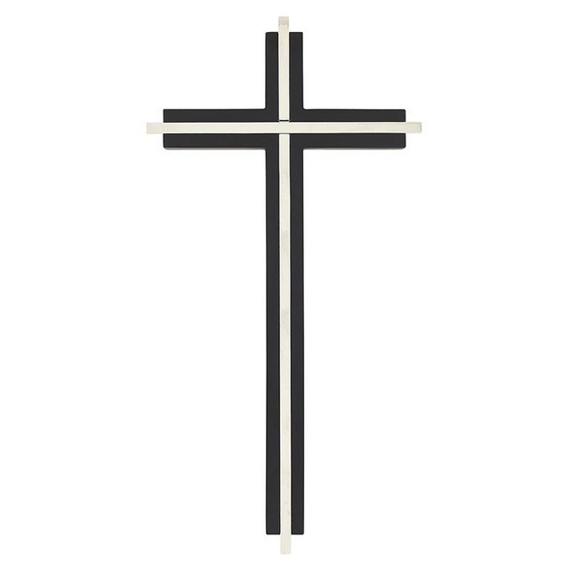 10" H Maple Hardwood Black Cross With Nickel Plated Inlay